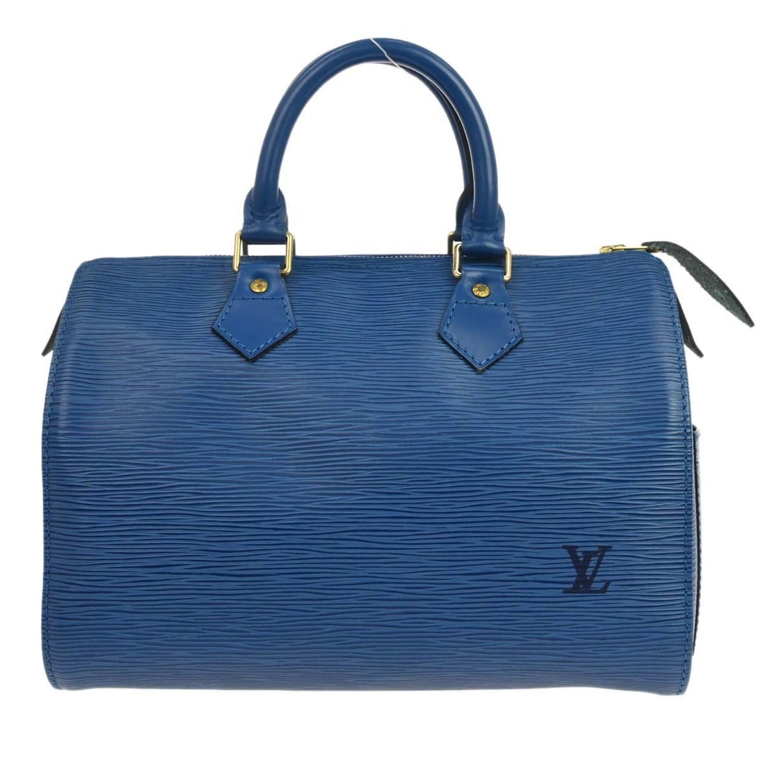 Louis Vuitton Epi Leather Speedy 25 Blue Handbag: Louis Vuitton Epi Leather Speedy 25 Blue Handbag This Louis Vuitton Speedy 25 handbag features the iconic Epi leather in a striking blue color, complemented by gold-tone hardware and double leather ha