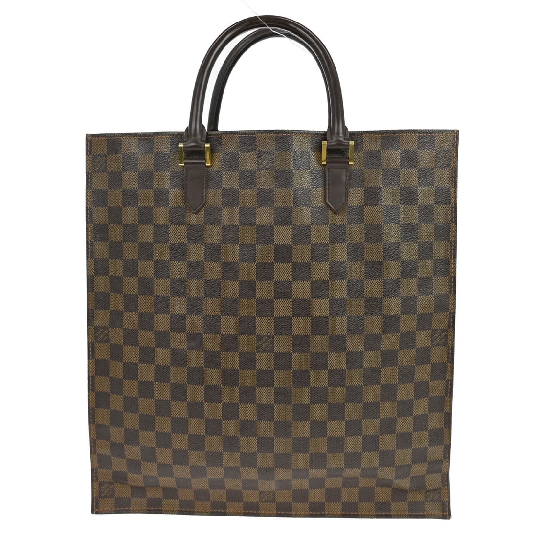 Louis Vuitton Sac Plat Damier Canvas Brown Medium Tote N51140: Louis Vuitton Sac Plat Damier Canvas Brown Medium Tote N51140 This Louis Vuitton Sac Plat tote bag features the iconic Damier Ebene canvas exterior with beige double leather handles. Designed for unis