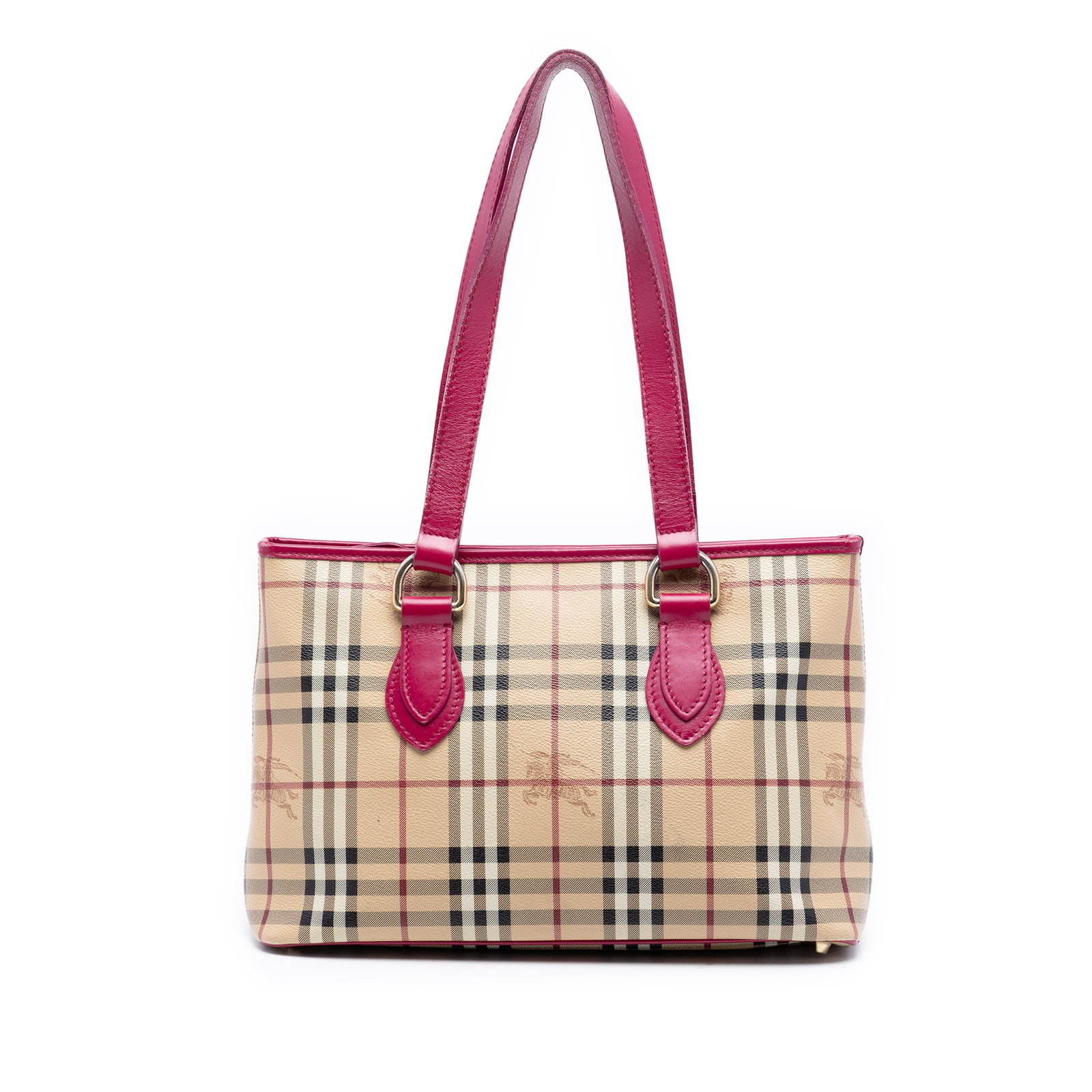 Burberry Regent Tote in Beige Coated Canvas with Haymarket Check Medium: Burberry Regent Tote in Beige Coated Canvas with Haymarket Check Medium This Burberry Medium Haymarket Check Regent Tote is crafted from coated canvas with leather trim and features flat leather strap