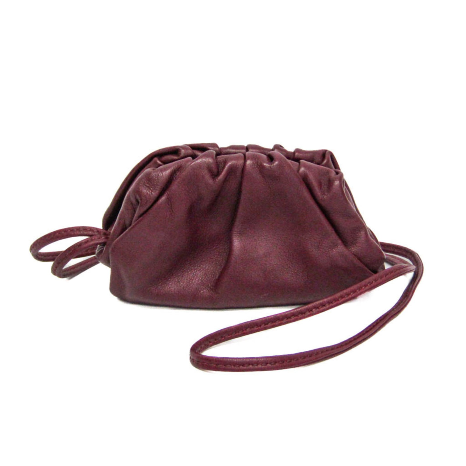 Burgundy Leather The Pouch Bag by Bottega Veneta: Burgundy Leather The Pouch Bag by Bottega Veneta This Bottega Veneta The Pouch is crafted from leather in a rich burgundy color. Designed for women, it features a sleek silhouette and compact dimensio