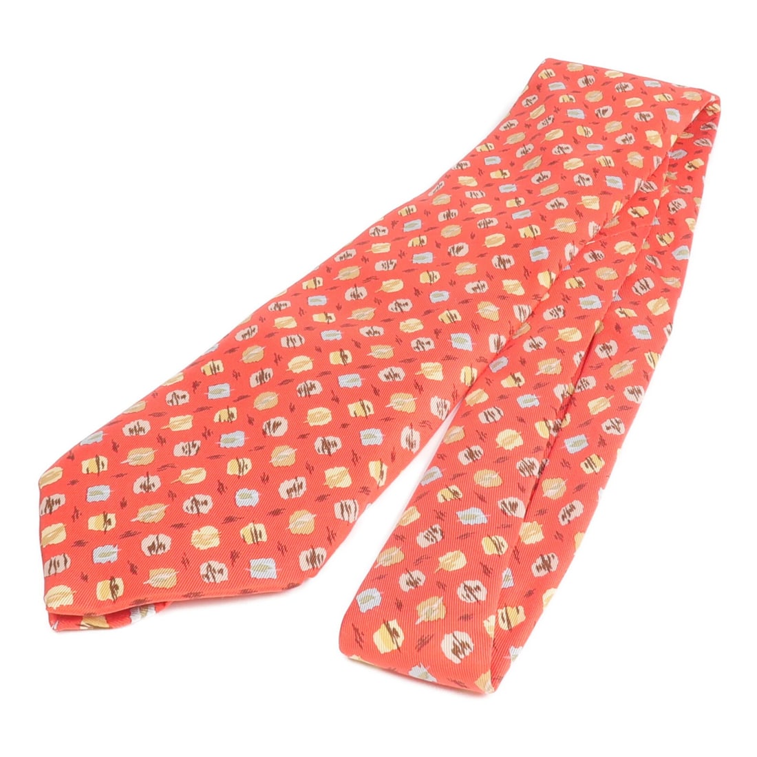 Red Silk Tie by Hermes Made in France: Red Silk Tie by Hermes Made in France This Hermes men's necktie is crafted from silk in a striking red color. Made in France, it features a regular size type and is in very good condition. Specificati