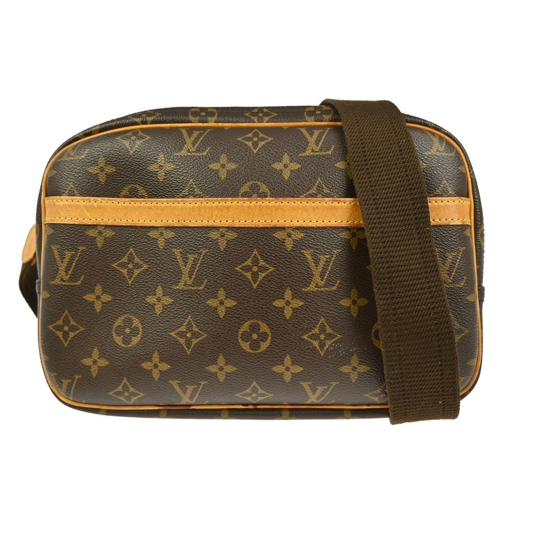 Louis Vuitton Reporter PM Monogram Canvas Medium Brown Shoulder Bag: Louis Vuitton Reporter PM Monogram Canvas Medium Brown Shoulder Bag This Louis Vuitton Reporter PM shoulder bag features the iconic Monogram canvas with brown leather trim. Designed for casual use, it