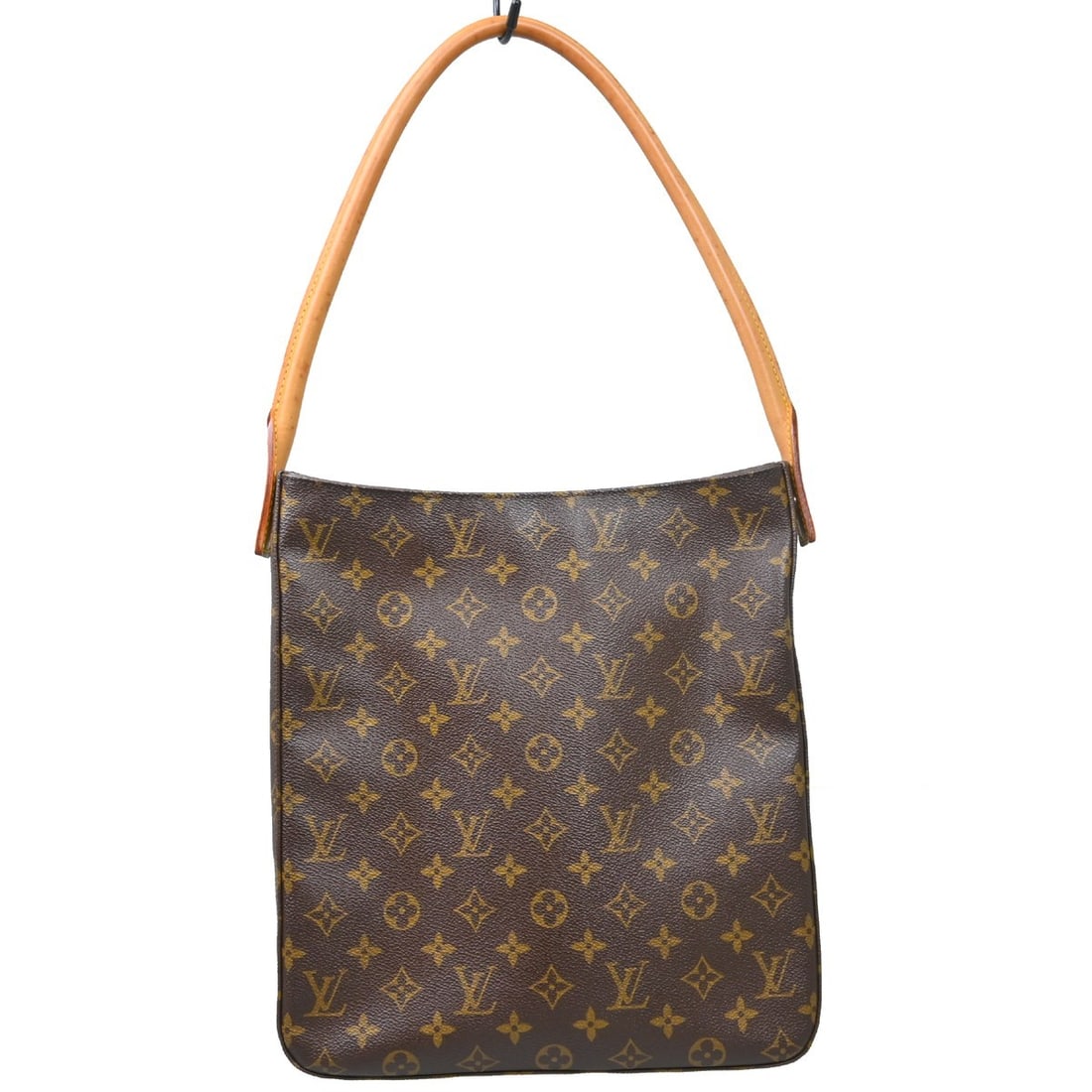 Louis Vuitton Looping GM Monogram Shoulder Bag Brown Leather: Louis Vuitton Looping GM Monogram Shoulder Bag Brown Leather This Louis Vuitton Looping GM shoulder bag features the iconic monogram pattern on brown leather, complemented by beige leather handles and