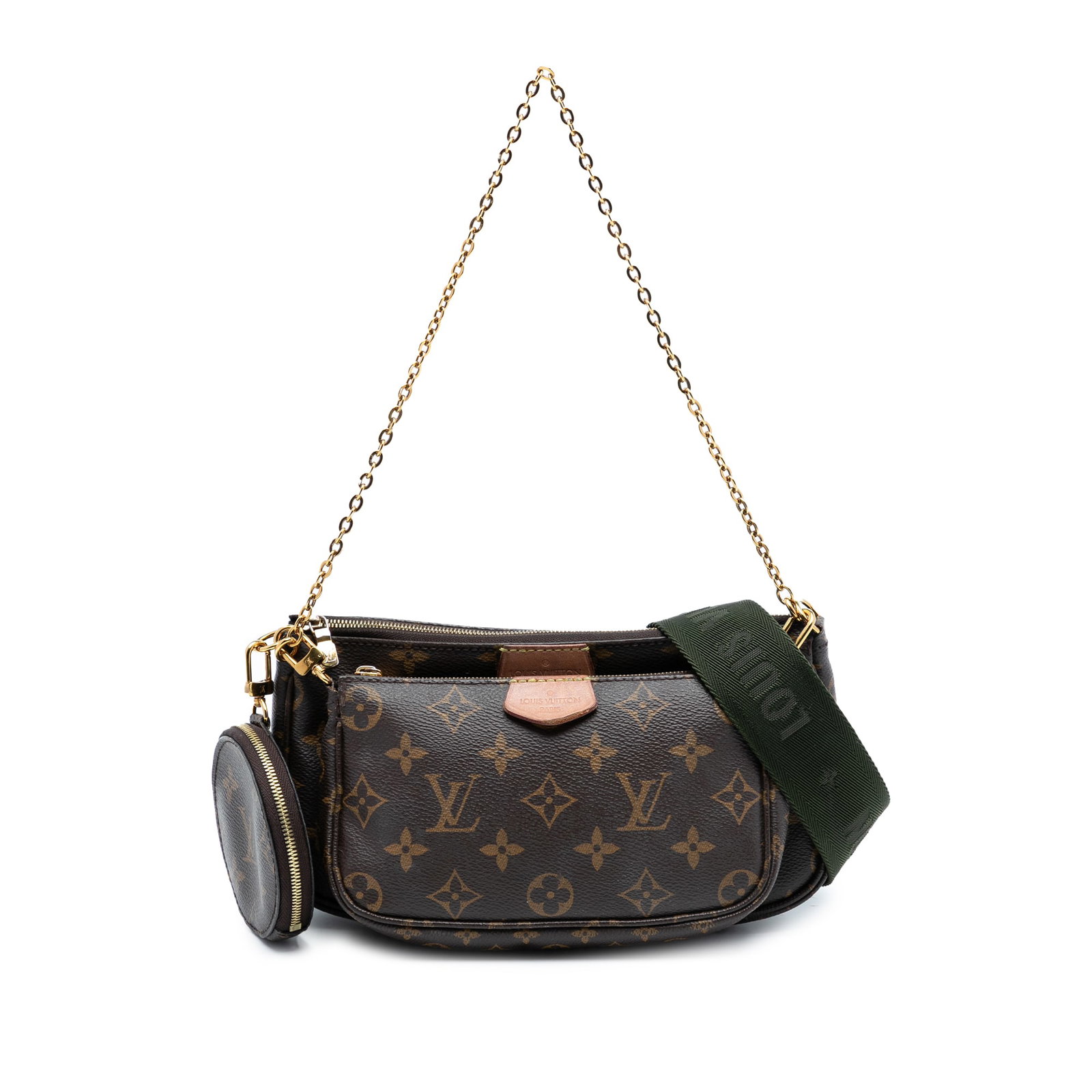 Louis Vuitton Multi Pochette Monogram Canvas Shoulder Bag With Coin Pouch: Louis Vuitton Multi Pochette Monogram Canvas Shoulder Bag With Coin Pouch The Louis Vuitton Monogram Multi Pochette Accessoires features a monogram canvas body with a detachable chain link strap and a