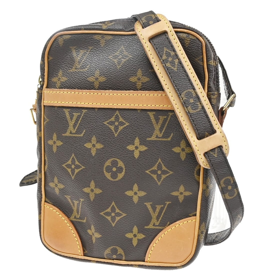 Louis Vuitton Monogram Canvas Danube Crossbody Bag Brown: Louis Vuitton Monogram Canvas Danube Crossbody Bag Brown The Louis Vuitton Danube handbag features the iconic monogram canvas in brown, designed for unisex use. This bag is in excellent overall condit