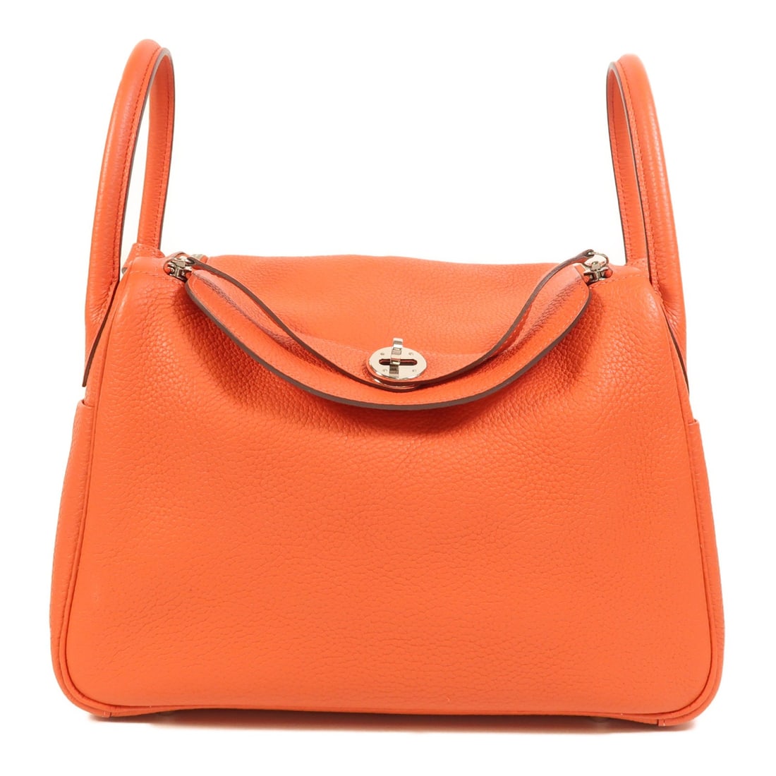 HERMES Lindy 30 2Way Shoulder Bag Clemence Leather Orange: HERMES Lindy 30 2Way Shoulder Bag Clemence Leather Orange Introducing the HERMES Lindy 30 2Way Shoulder Hand Bag, a stunning accessory crafted in premium calfskin leather in a vibrant Rouge Pivoine co
