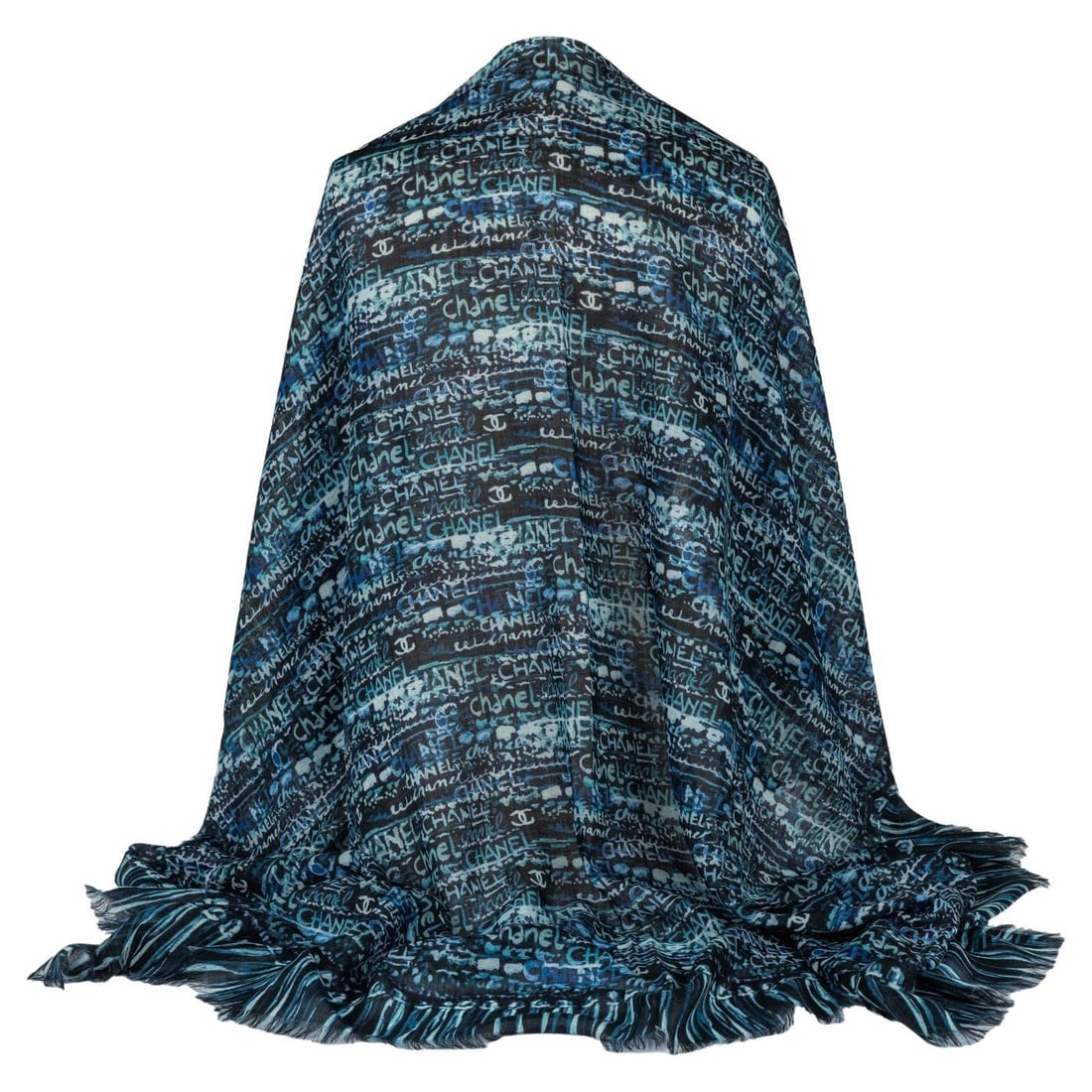 Chanel Multicolor Cashmere Shawl with Tassels 54in: Chanel Multicolor Cashmere Shawl with Tassels 54in Elevate your style with this exquisite Chanel cashmere shawl, featuring a striking multicolor tweed design. This luxurious shawl measures 54 in (137.