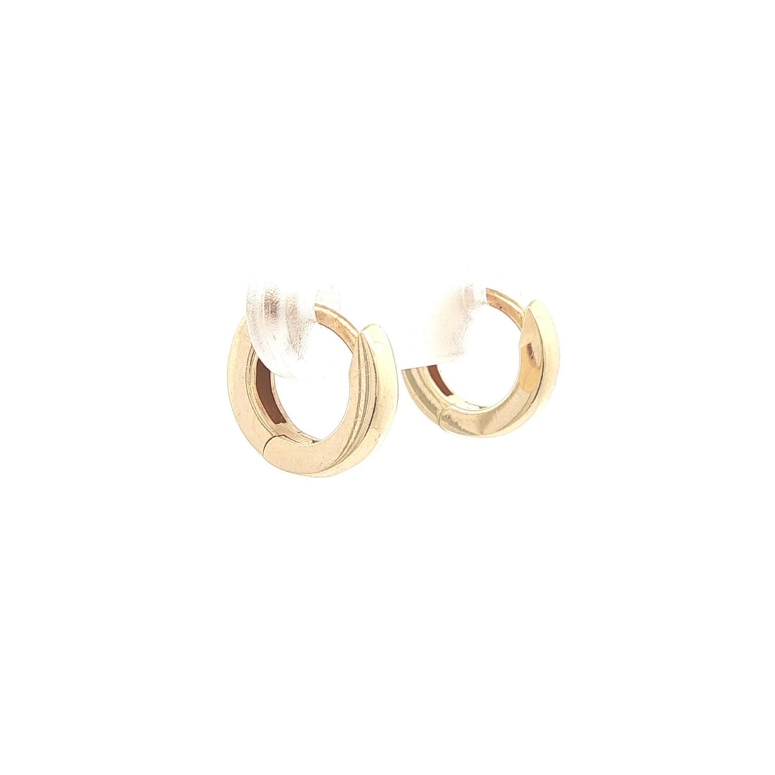 14k Yellow Gold Huggie Hoop Earrings Small Snap Back: 14k Yellow Gold Huggie Hoop Earrings Small Snap Back These classic small hoop huggie earrings are crafted from solid 14k yellow gold. Designed with a latch back closure, they are suitable for pierced 