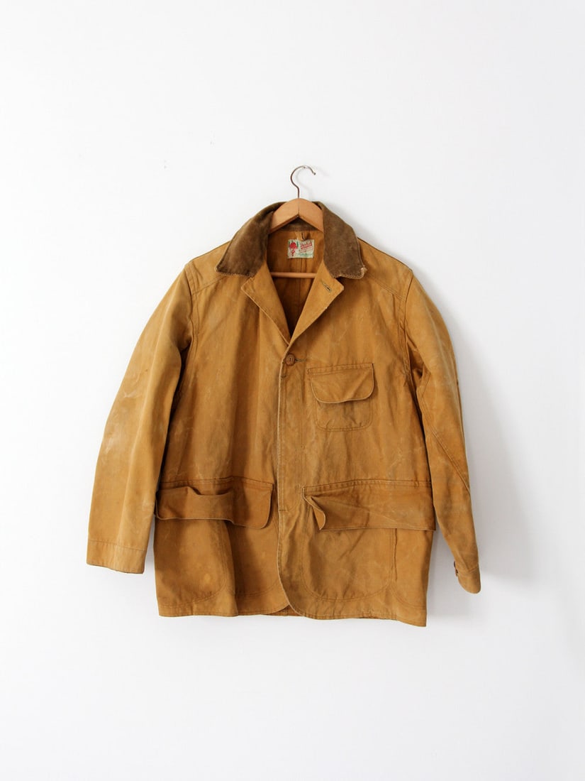 1930s Duxbak Heritage Hunting Coat Waterproof Canvas Corduroy Trim (1 of 7)