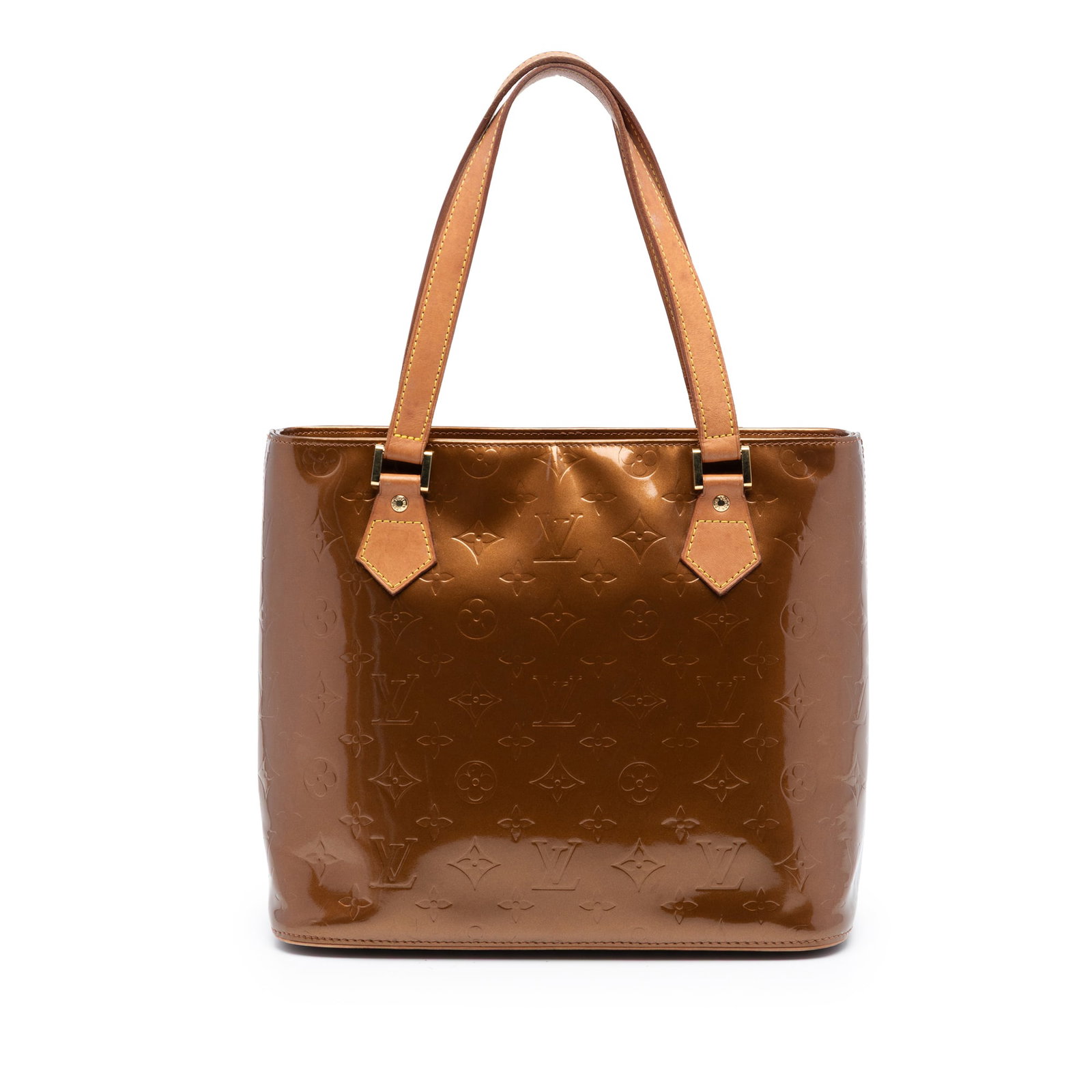 Louis Vuitton Houston Tote in Monogram Vernis Brown Leather: Louis Vuitton Houston Tote in Monogram Vernis Brown Leather The Louis Vuitton Monogram Vernis Houston is crafted from vernis leather and features flat leather straps, a top zip closure, and interior z