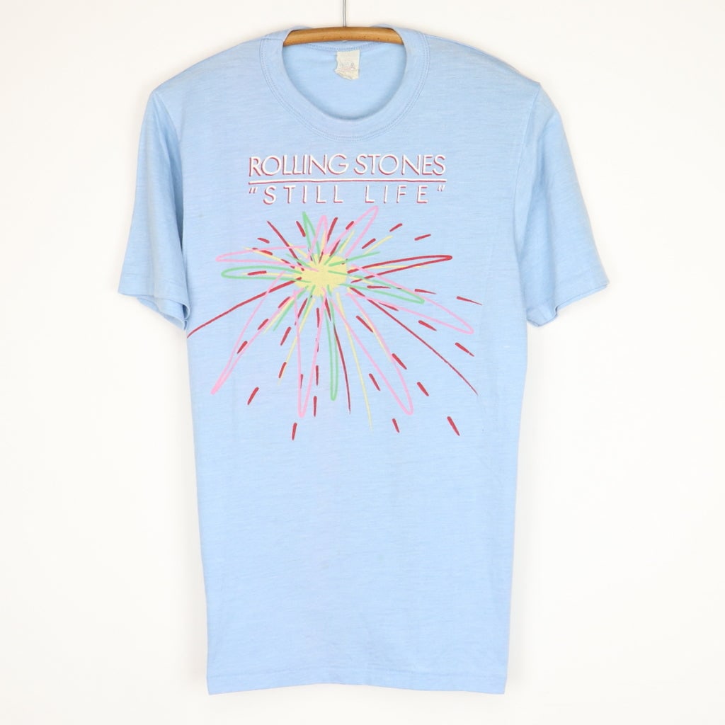 Vintage 1982 Rolling Stones Still Life European Tour Blue Shirt Size Large: Vintage 1982 Rolling Stones Still Life European Tour Blue Shirt Size Large This is an original vintage 1982 Rolling Stones Still Life Euro Tour shirt featuring both front and back graphics. The shirt 
