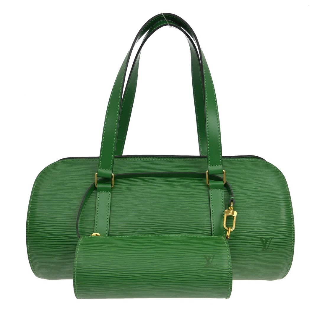 Louis Vuitton Soufflot Epi Green Handbag M52224: Louis Vuitton Soufflot Epi Green Handbag M52224 This Louis Vuitton Soufflot handbag features the iconic Epi leather in a striking green color, complemented by black double handles and a black Epi leat