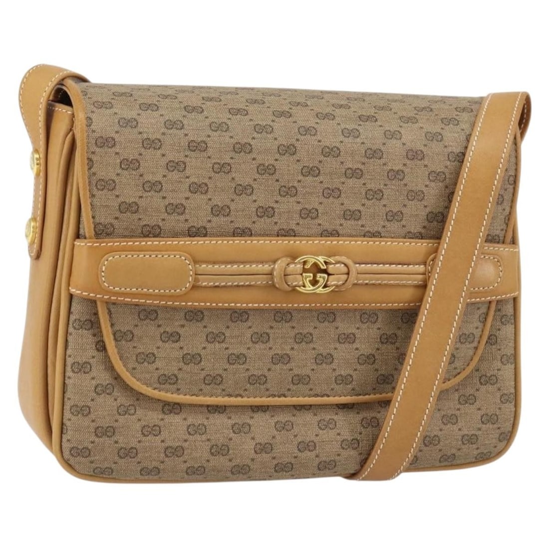 GUCCI Micro GG Supreme Beige Gold Shoulder Bag PVC Authentic 160593 (1 of 18)