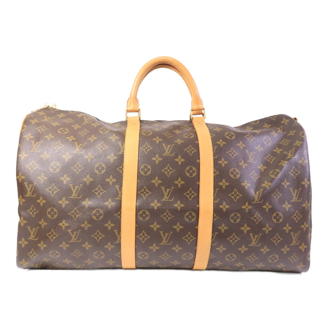 Louis Vuitton Keepall 55 Monogram Brown Boston Bag: Louis Vuitton Keepall 55 Monogram Brown Boston Bag This Louis Vuitton Keepall 55 Boston bag features the iconic monogram pattern on brown PVC coated canvas. Designed for travel, it offers a spacious i