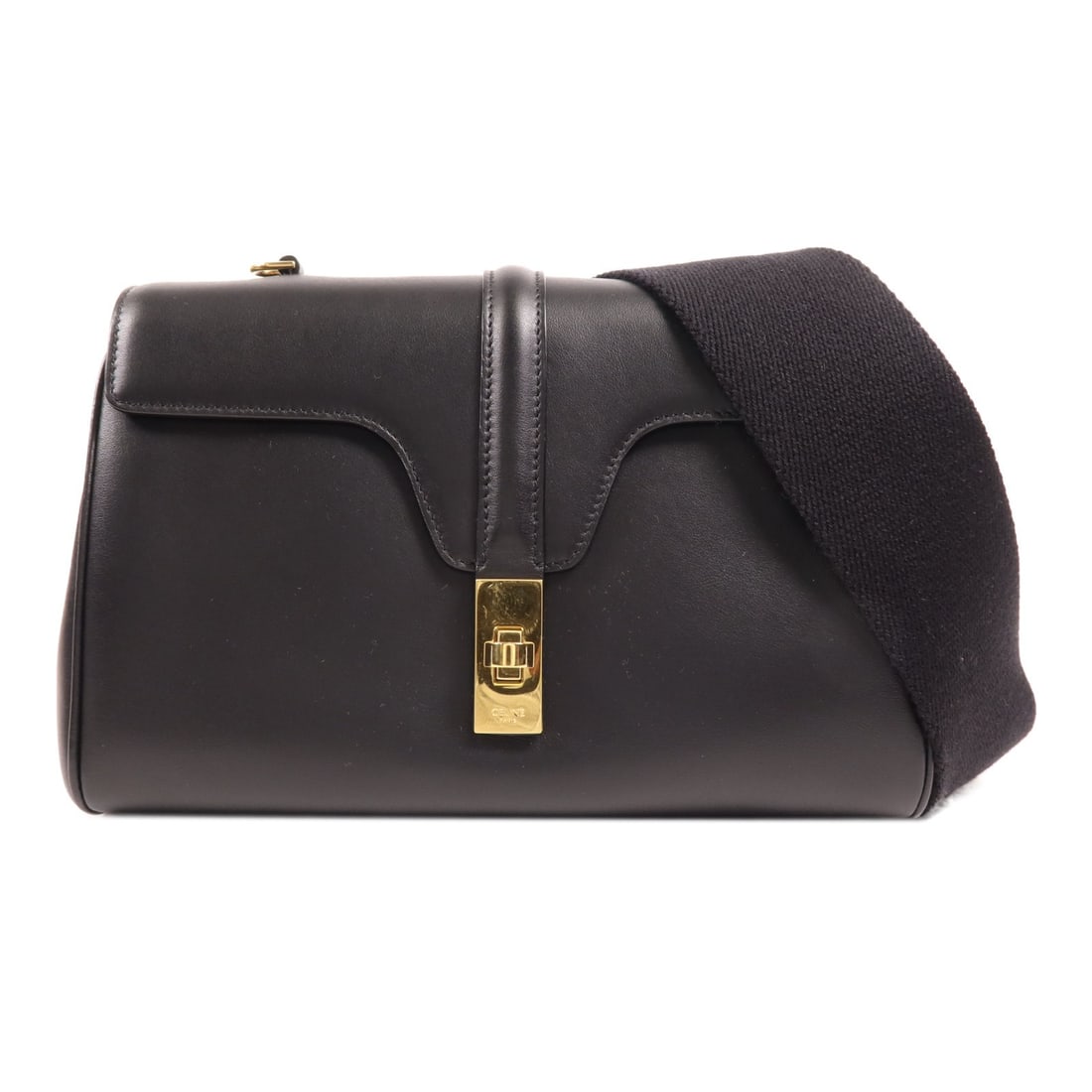 Celine Teen Soft Shoulder Bag Black Calfskin with CC Gold Hardware: Celine Teen Soft Shoulder Bag Black Calfskin with CC Gold Hardware This Celine Teen Soft Shoulder Bag is crafted from black calfskin leather and features a structured silhouette. The bag is accented w
