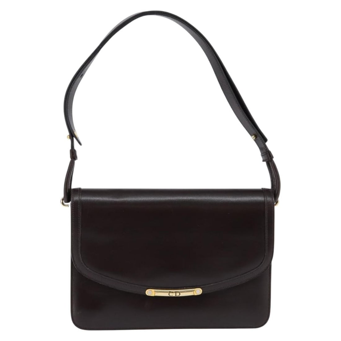 Christian Dior Leather Shoulder Flap Bag Brown 25cm: Christian Dior Leather Shoulder Flap Bag Brown 25cm This Christian Dior flap shoulder bag is crafted from brown leather, designed for female use. It features a compact silhouette with a flap closure a
