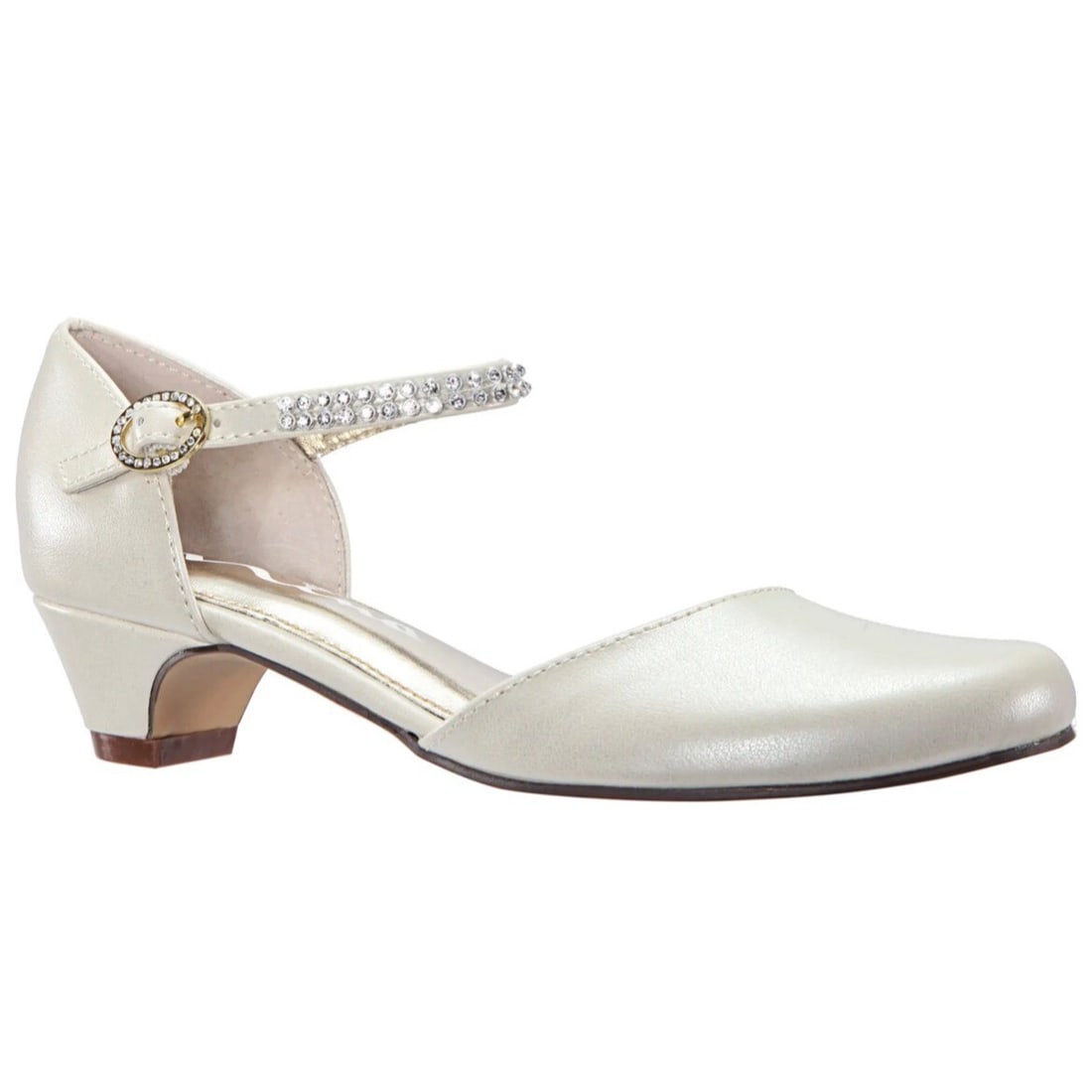 Girls White Leather Ankle Strap Pumps by Nina Cera Size 2.5M (1 of 6)