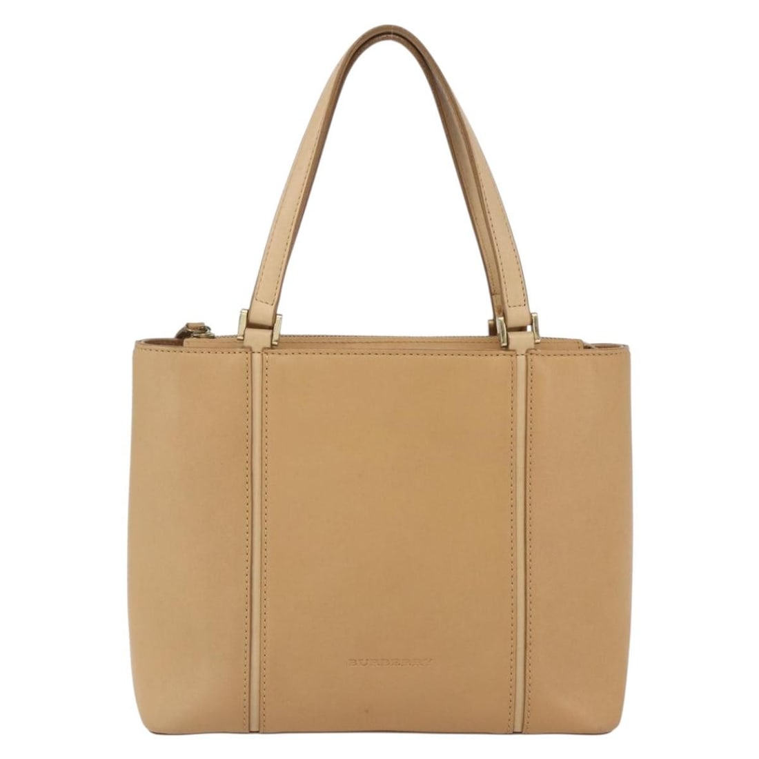 Burberry Beige Leather Vintage Purse 26cm by 21cm by 10cm: Burberry Beige Leather Vintage Purse 26cm by 21cm by 10cm This Burberry vintage handbag for women features beige leather construction with visible signs of use including surface rubbing, slight deform