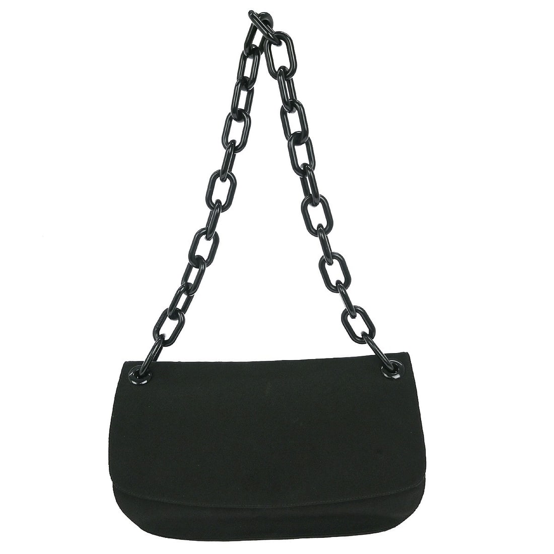 Prada Nylon Black Canvas Shoulder Bag: Prada Nylon Black Canvas Shoulder Bag This Prada shoulder bag features a black canvas exterior with a matching black nylon lining. Designed in a medium size, it is accented with the Prada logo and inc