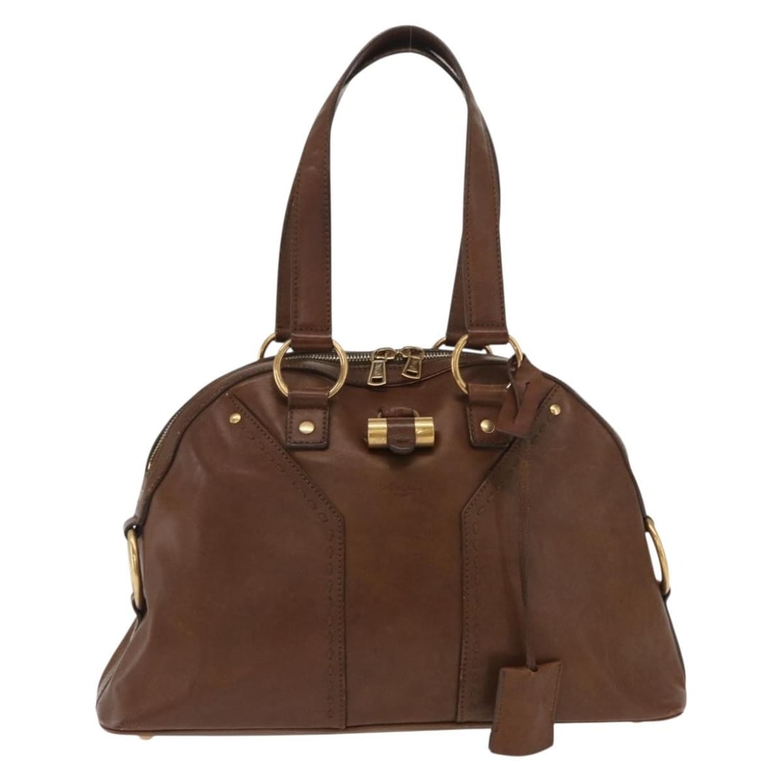 Saint Laurent Muse Dome Brown Leather Satchel Handbag 36cm: Saint Laurent Muse Dome Brown Leather Satchel Handbag 36cm This Saint Laurent Muse Dome Bag features a brown leather exterior and is designed for women. The bag is made in Italy and is in fair conditi