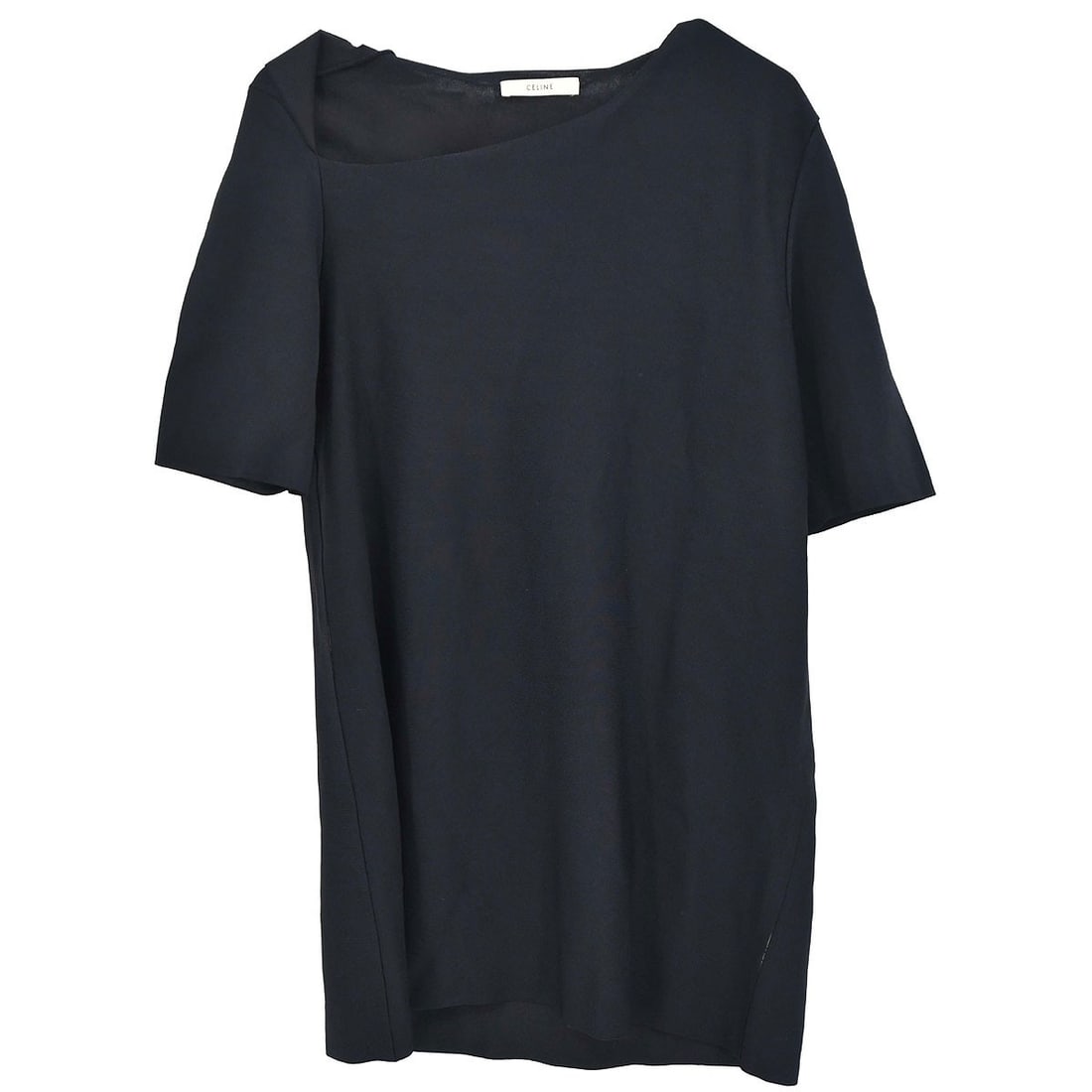 CELINE Black Rayon Silk Short Sleeve Women T Shirt Size L: CELINE Black Rayon Silk Short Sleeve Women T Shirt Size L This Celine short sleeve top features a classic round neckline and a regular fit, making it ideal for casual wear. Crafted from a luxurious bl