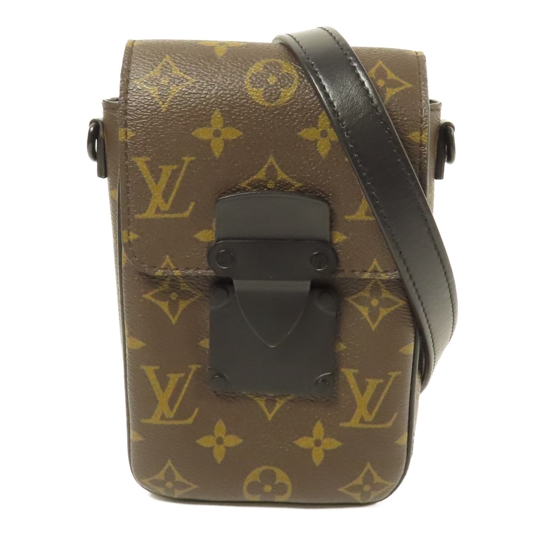 Louis Vuitton S Lock Monogram Macassar Brown Shoulder Bag: Louis Vuitton S Lock Monogram Macassar Brown Shoulder Bag This Louis Vuitton S-Lock shoulder bag features the iconic Monogram Macassar pattern in brown PVC coated canvas. Designed for women, it offers
