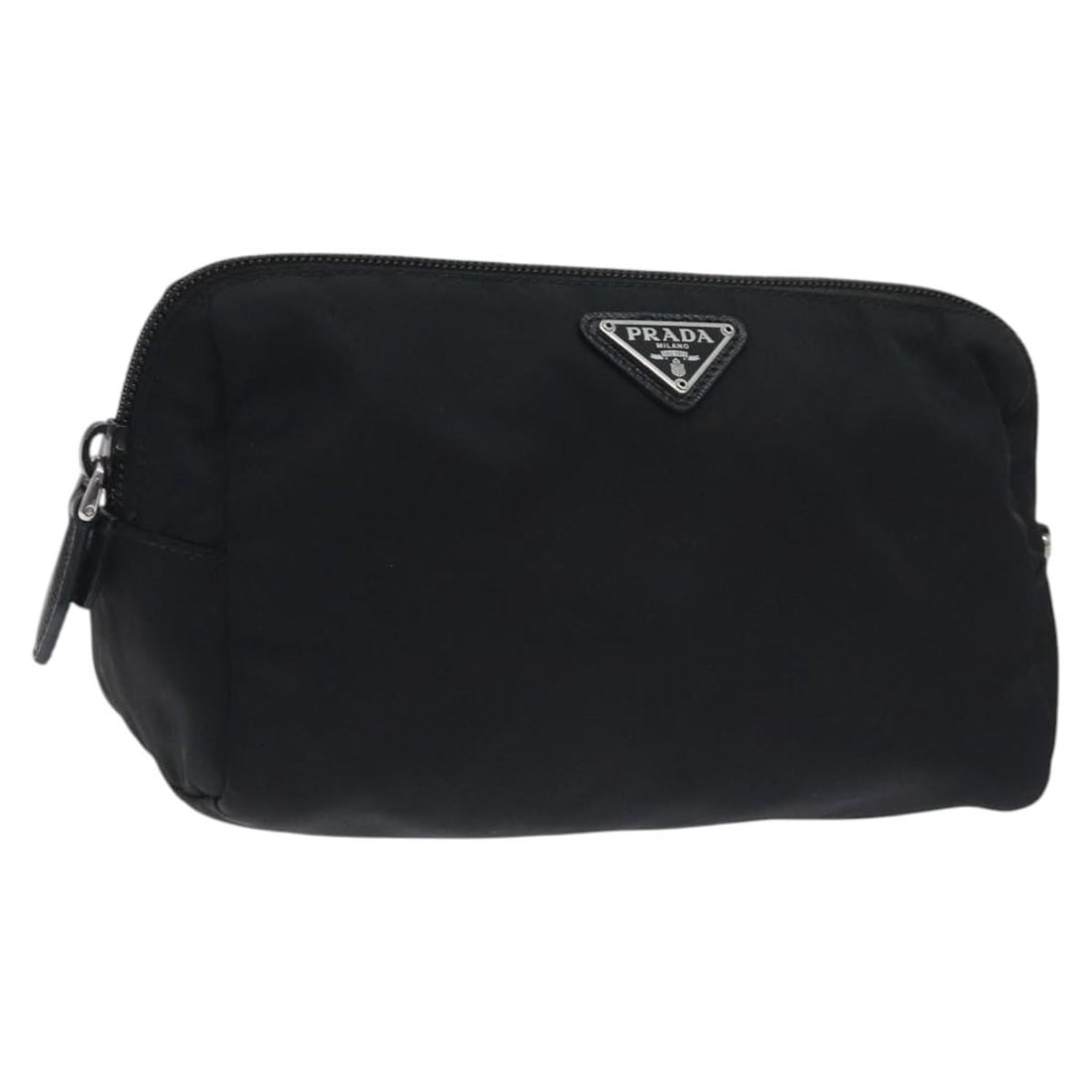 PRADA Black Nylon Pouch Made in Italy SW1012: PRADA Black Nylon Pouch Made in Italy SW1012 This authentic PRADA pouch is crafted in Italy from durable nylon in a classic black color. With a compact design, it measures approximately 7.5 inches in 