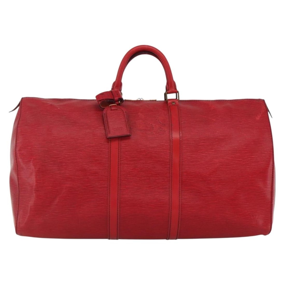 Red Epi Leather Keepall Travel Bag by Louis Vuitton Unisex 57cm: Red Epi Leather Keepall Travel Bag by Louis Vuitton Unisex 57cm This Louis Vuitton Keepall Bag is crafted from red Epi leather, offering a durable and stylish option suitable for any gender. The bag i