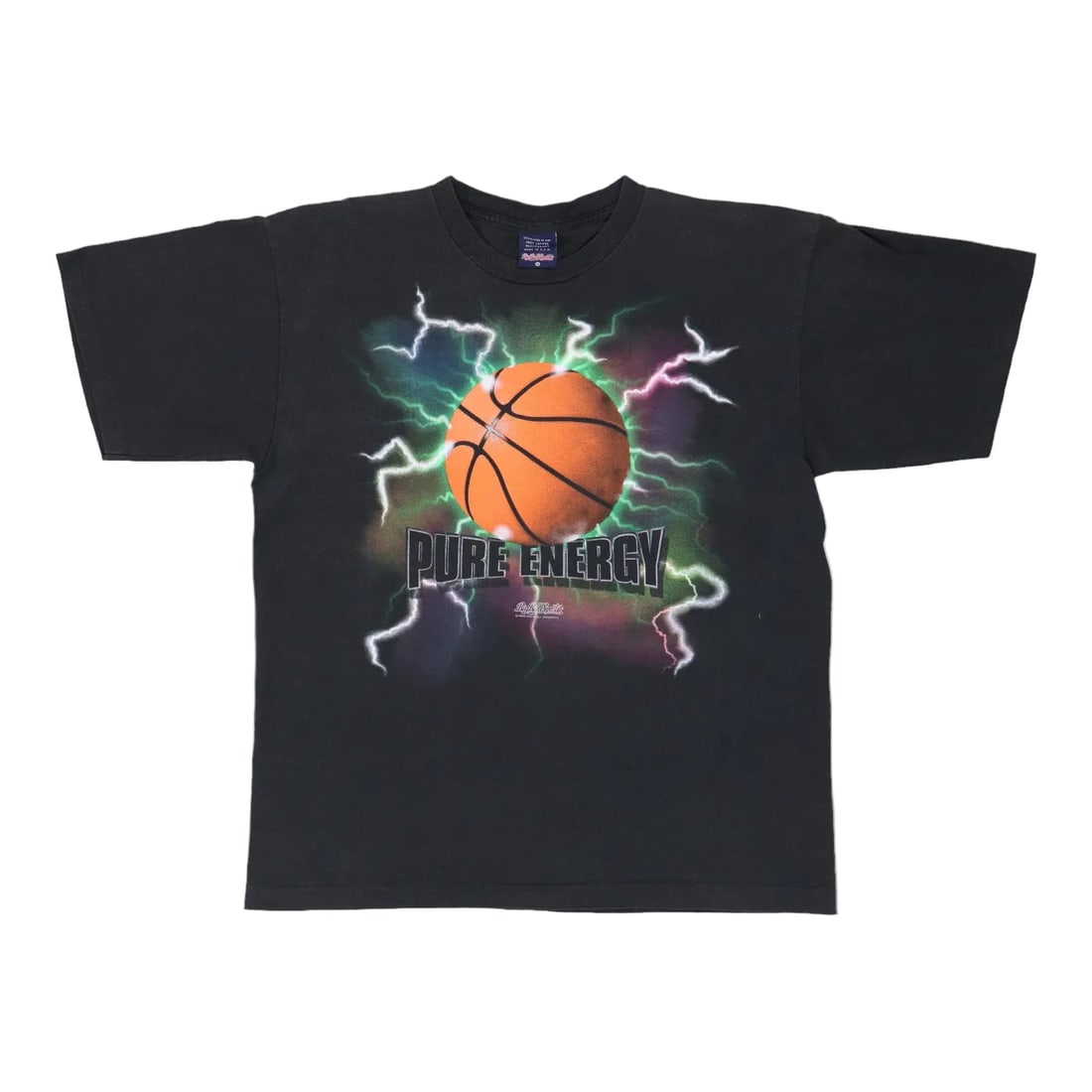 Vintage 1991 Pure Energy Big Ball Basketball Graphic Shirt Black XL (1 of 6)