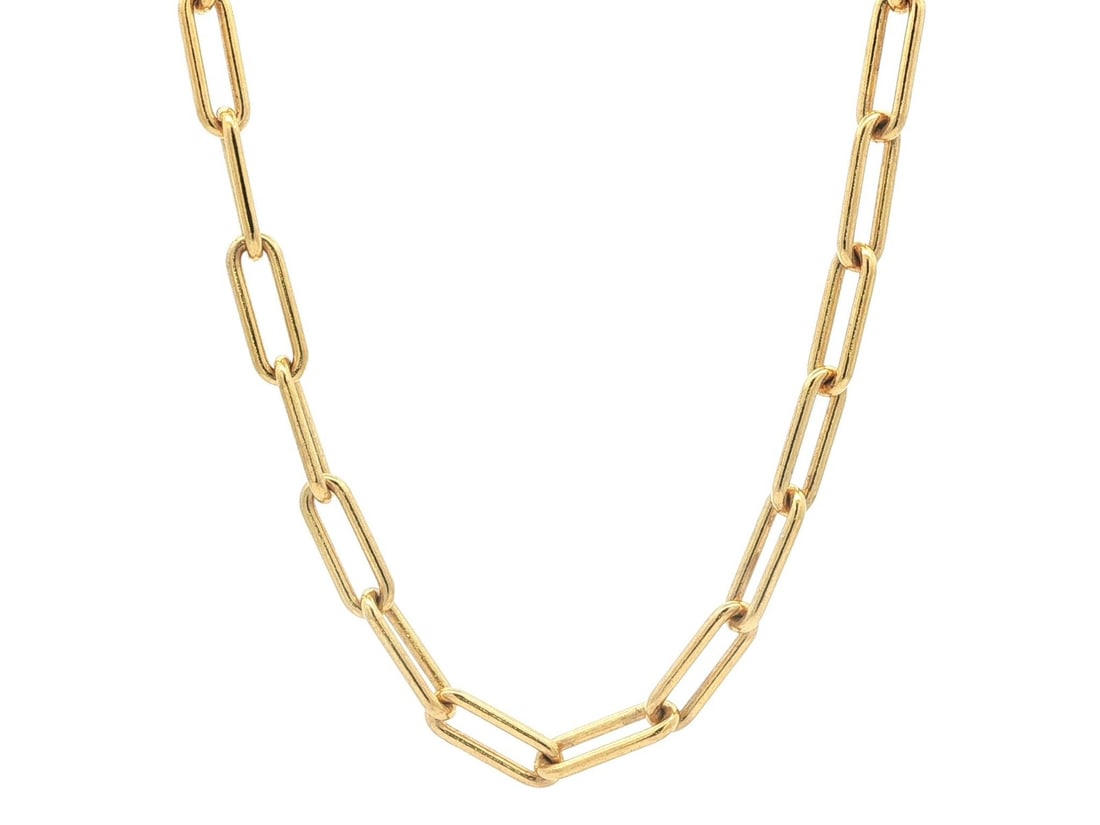 18 Inch Gold Plated Sterling Silver Oval Link Chain Necklace with Lobster Clasp: 18 Inch Gold Plated Sterling Silver Oval Link Chain Necklace with Lobster Clasp This open oval link chain necklace features solid sterling silver with gold plating, offering a refined and versatile ac