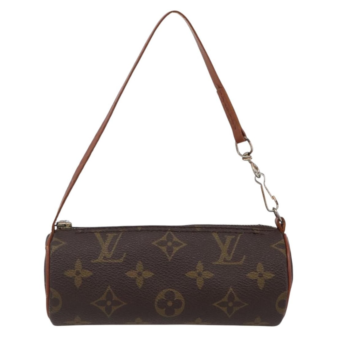 Louis Vuitton Monogram Canvas Papillon Pochette Small Handbag: Louis Vuitton Monogram Canvas Papillon Pochette Small Handbag This Louis Vuitton Papillon Pochette is crafted from monogram canvas in brown, designed for women. The pouch features a compact cylindrica