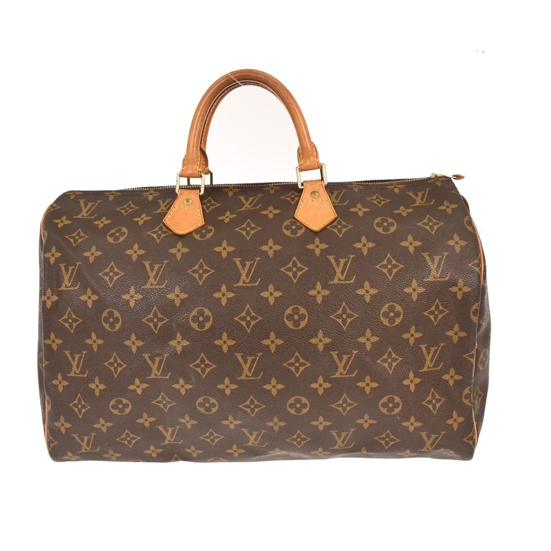 Louis Vuitton Speedy 40 Monogram Canvas Large Duffle Handbag M41522: Louis Vuitton Speedy 40 Monogram Canvas Large Duffle Handbag M41522 This Louis Vuitton Speedy 40 duffle handbag features the iconic monogram canvas leather exterior in brown, complemented by double ha