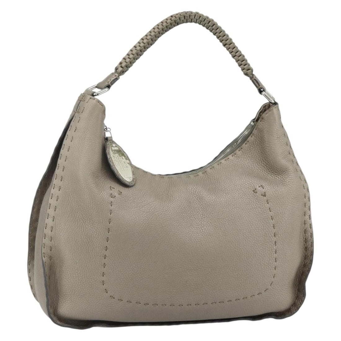 Fendi Celeria Bronze Silver Leather Shoulder Bag Italy: Fendi Celeria Bronze Silver Leather Shoulder Bag Italy This FENDI Celeria shoulder bag is crafted from leather in a striking bronze and silver color combination. Designed for women, the bag features a