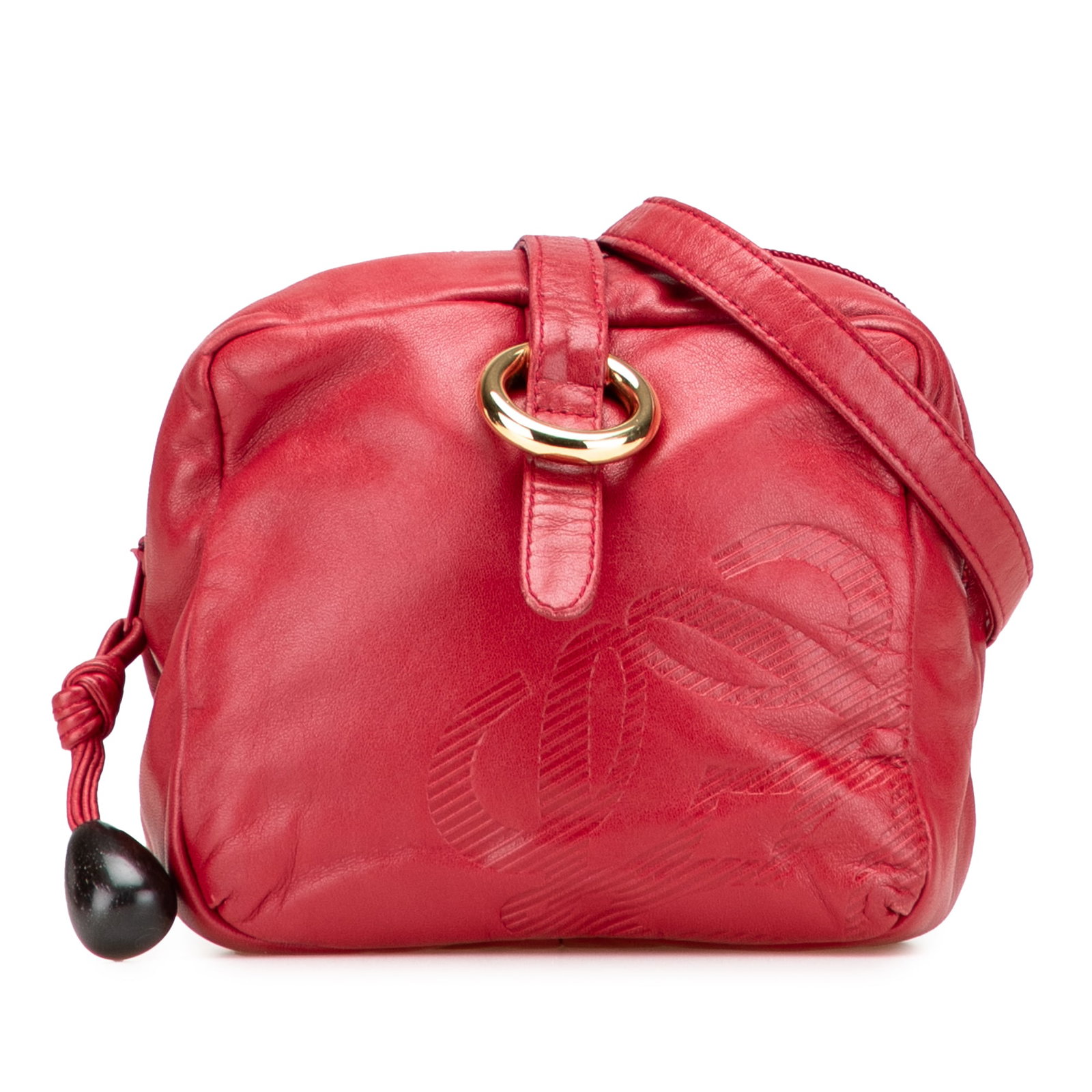 LOEWE Leather Anagram Crossbody Bag in Red with Dust Bag: LOEWE Leather Anagram Crossbody Bag in Red with Dust Bag Introducing the LOEWE Leather Anagram Crossbody, a stylish and functional piece crafted from high-quality leather. This crossbody bag features 