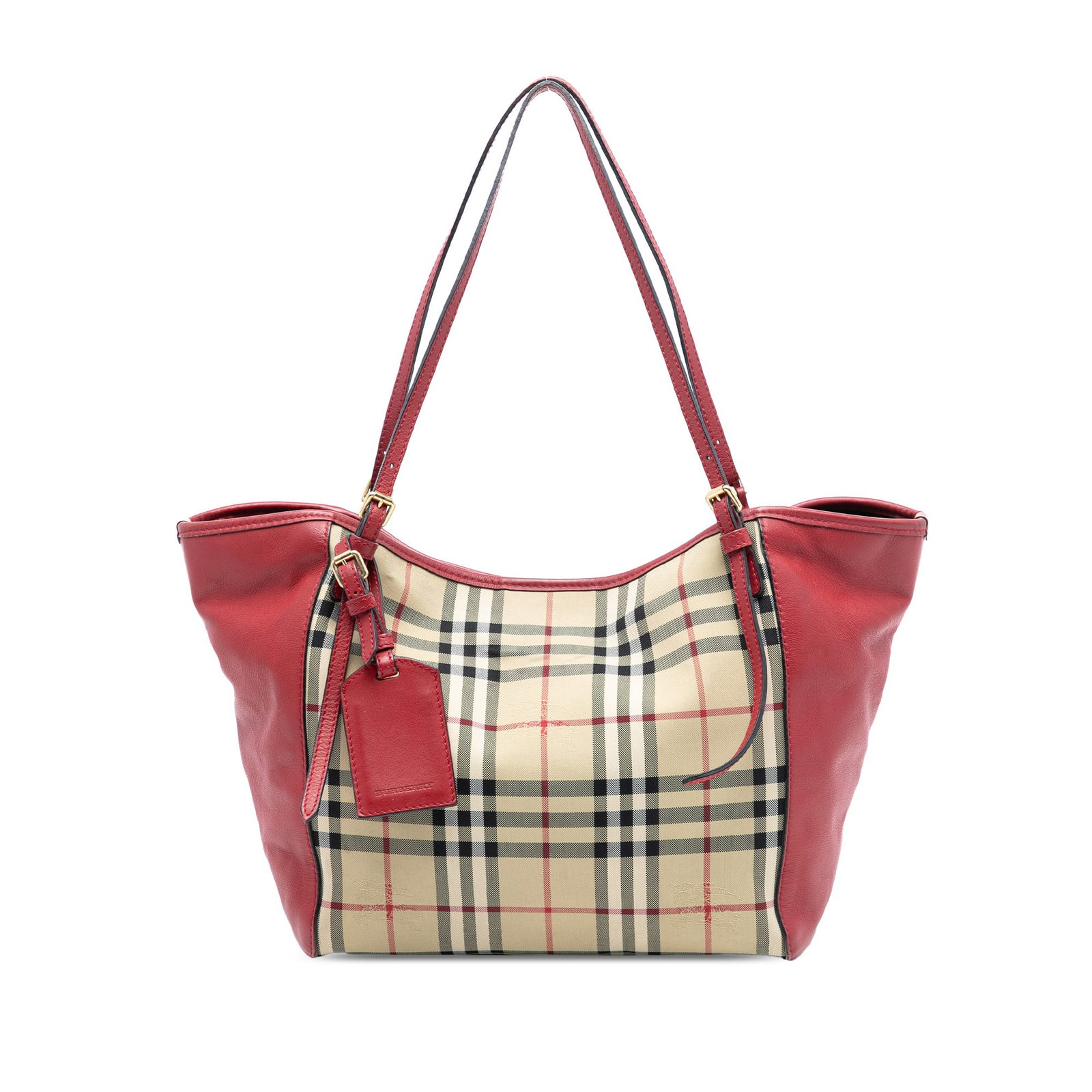 Burberry Canterbury Small Tote Haymarket Check Canvas with Leather Trim: Burberry Canterbury Small Tote Haymarket Check Canvas with Leather Trim This Burberry Small Haymarket Check Canterbury Tote features the signature haymarket check canvas body with leather side panels.