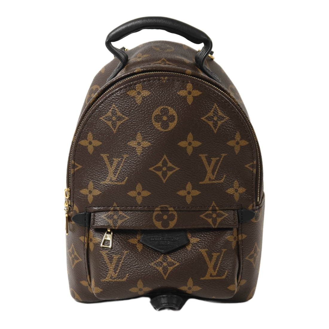 Louis Vuitton Palm Springs Mini Monogram Backpack GHW Brown: Louis Vuitton Palm Springs Mini Monogram Backpack GHW Brown This Louis Vuitton Palm Springs Mini Backpack features the iconic Monogram pattern in brown PVC coated canvas. Designed as a rucksack backpa