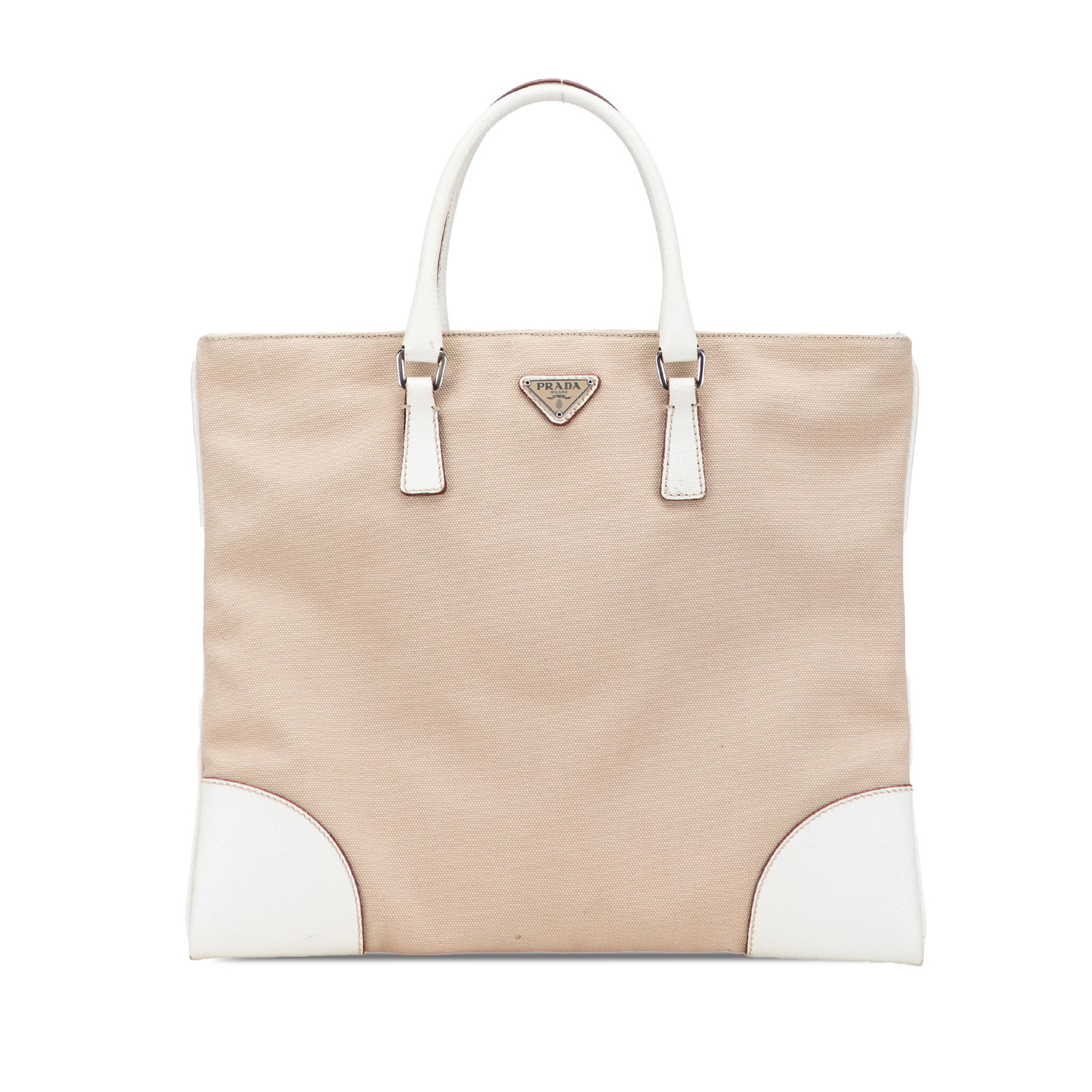 Prada Cinghiale Brown Canvas Tote with Leather Trim: Prada Cinghiale Brown Canvas Tote with Leather Trim Elevate your accessory collection with the Prada Cinghiale Trimmed Canvas Canapa Tote. This stylish tote features a durable canvas body accented wit