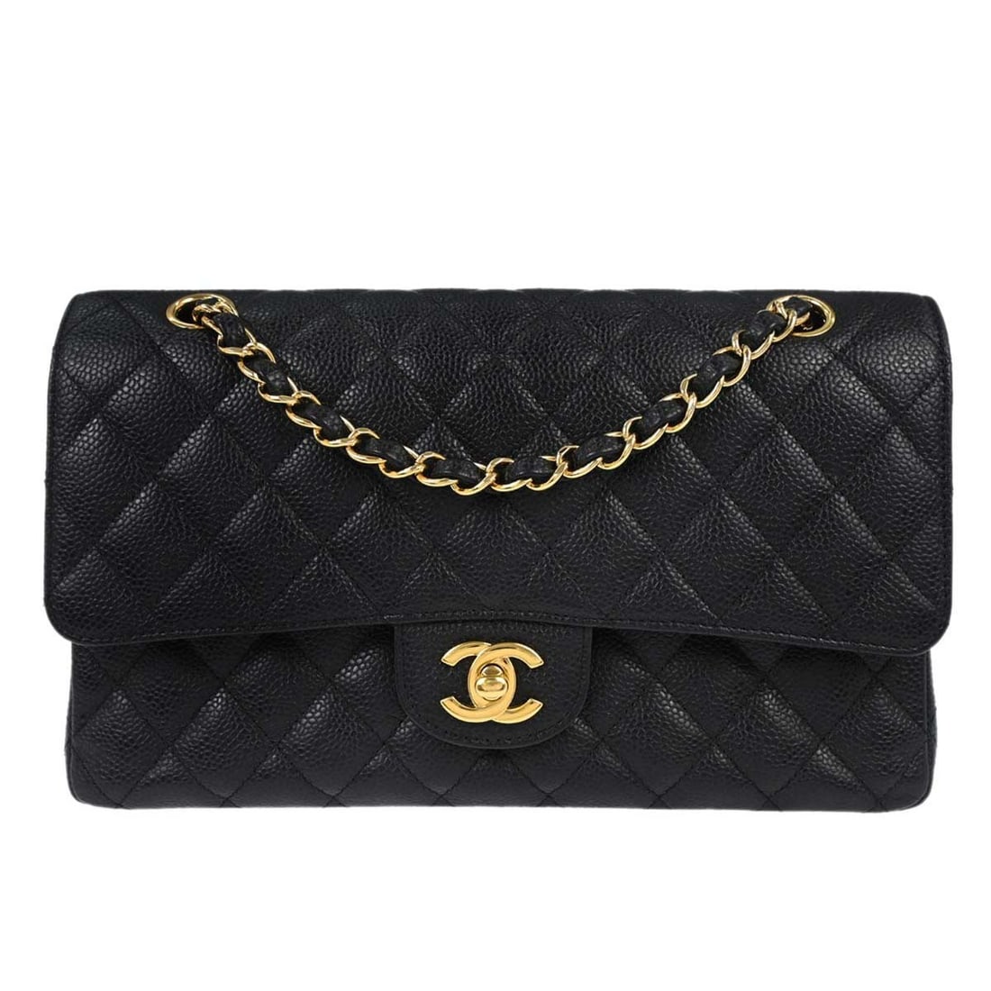 CHANEL Classic Double Flap Black Calfskin Shoulder Bag Medium (1 of 18)