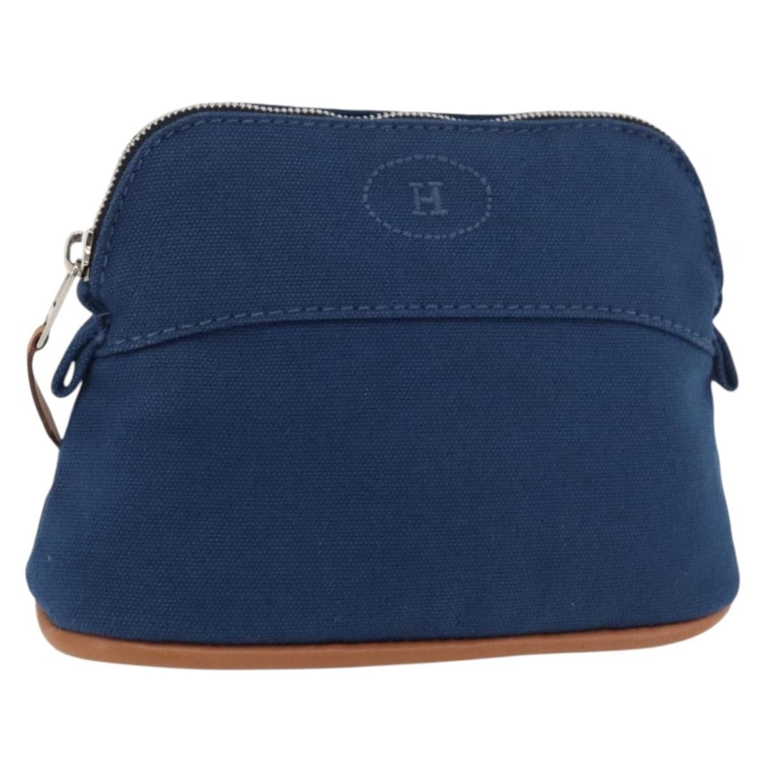 Hermes Bolide cotton blue pouch with box: Hermes Bolide cotton blue pouch with box This Hermes Bolide Pouch 15 is crafted from blue cotton and is designed for women. The pouch features a compact and practical silhouette, with approximate dime