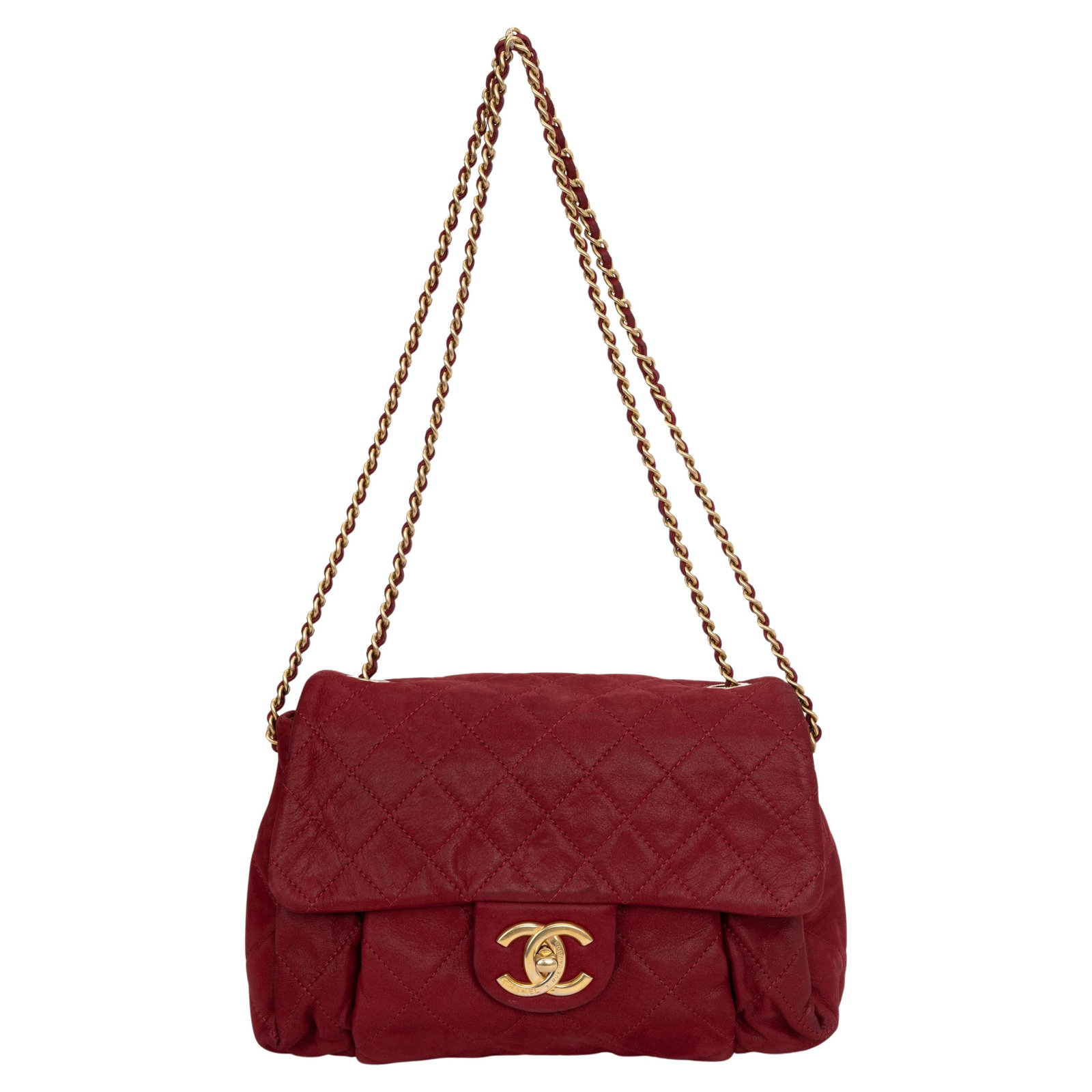 Chanel Medium Iridescent Red Quilted Flap Bag Collection 17: Chanel Medium Iridescent Red Quilted Flap Bag Collection 17 Elevate your style with this exquisite Chanel Medium Quilted Red Flap Bag. Crafted from luxurious iridescent calfskin leather, this bag show