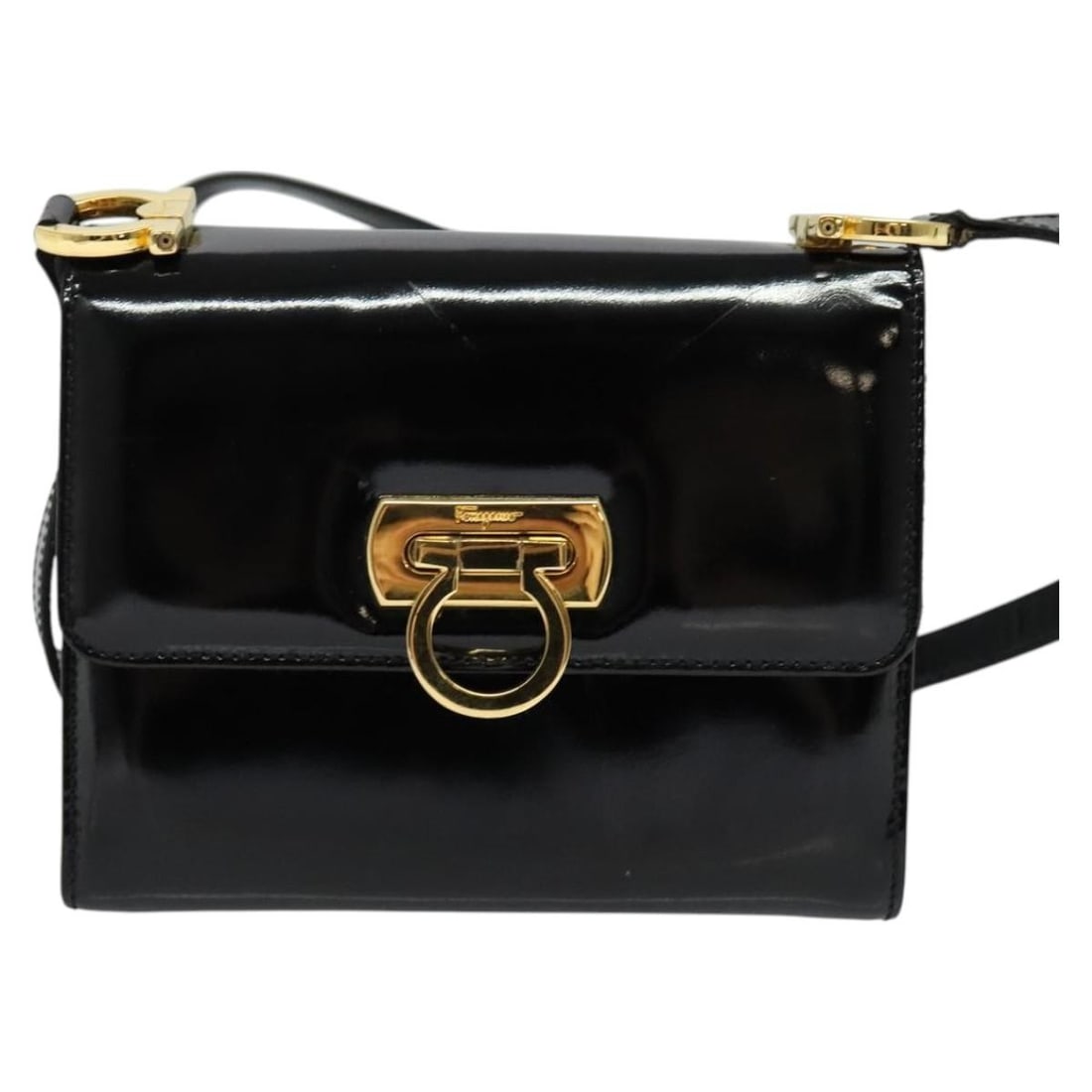Gancini Black Patent Leather Shoulder Purse by Salvatore Ferragamo (1 of 18)