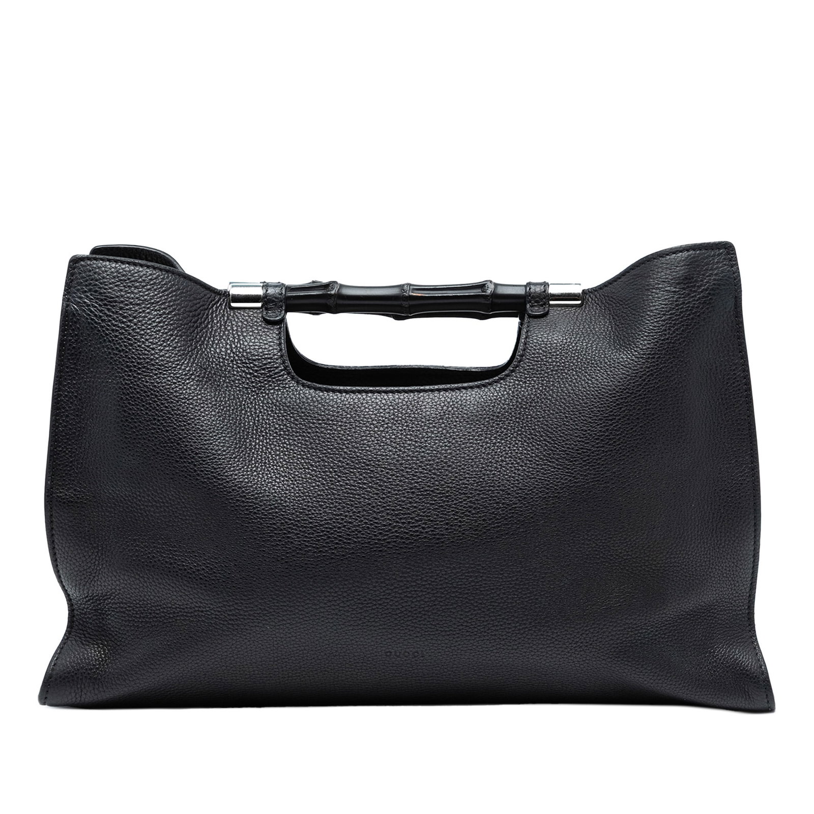 Gucci Black Medium Calfskin Bamboo Daily Shopper Satchel: Gucci Black Medium Calfskin Bamboo Daily Shopper Satchel The Gucci Medium Calfskin Bamboo Daily Shopper Satchel is a sophisticated accessory crafted from premium leather. This stylish satchel features