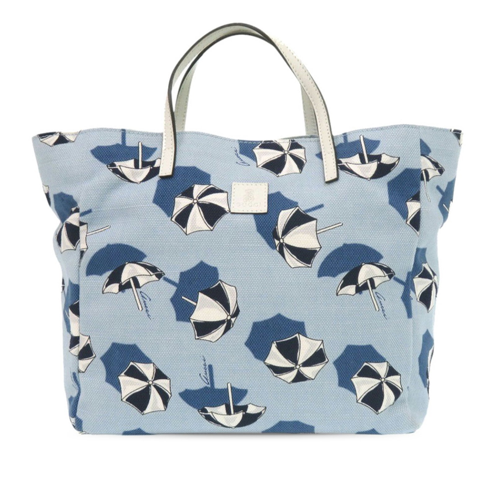 Gucci Kids Tote Bag Printed Canvas with Leather Trim Blue: Gucci Kids Tote Bag Printed Canvas with Leather Trim Blue This Gucci Kids Canvas Umbrella Tote features a printed canvas body with leather trim, flat leather straps, an open top, and an interior slip 