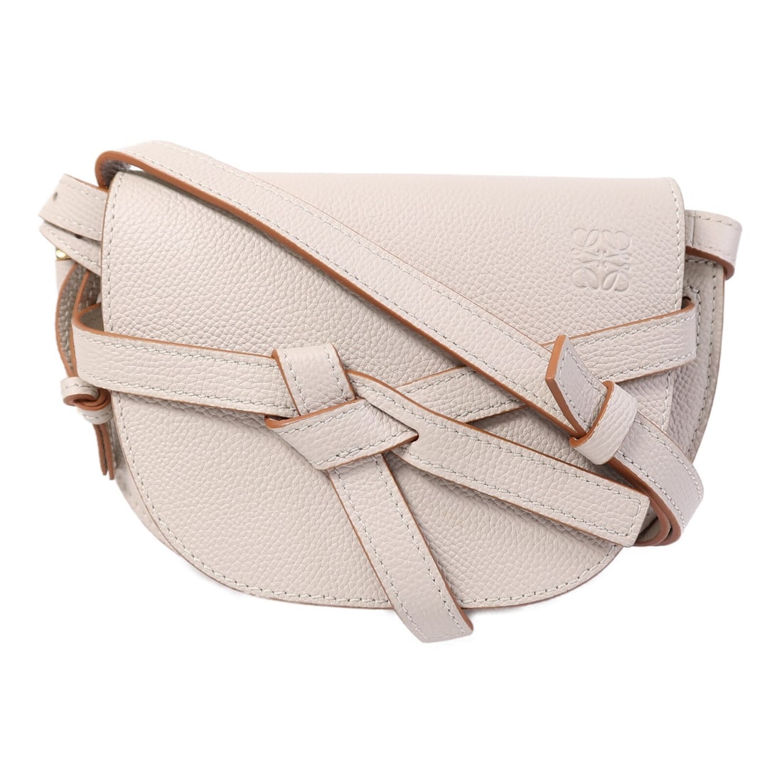 LOEWE Mini Gate Beige Calfskin Shoulder Bag GHW: LOEWE Mini Gate Beige Calfskin Shoulder Bag GHW This LOEWE Mini Gate shoulder bag is crafted from beige calfskin leather and designed for women. The elegant silhouette features a compact structure, ma