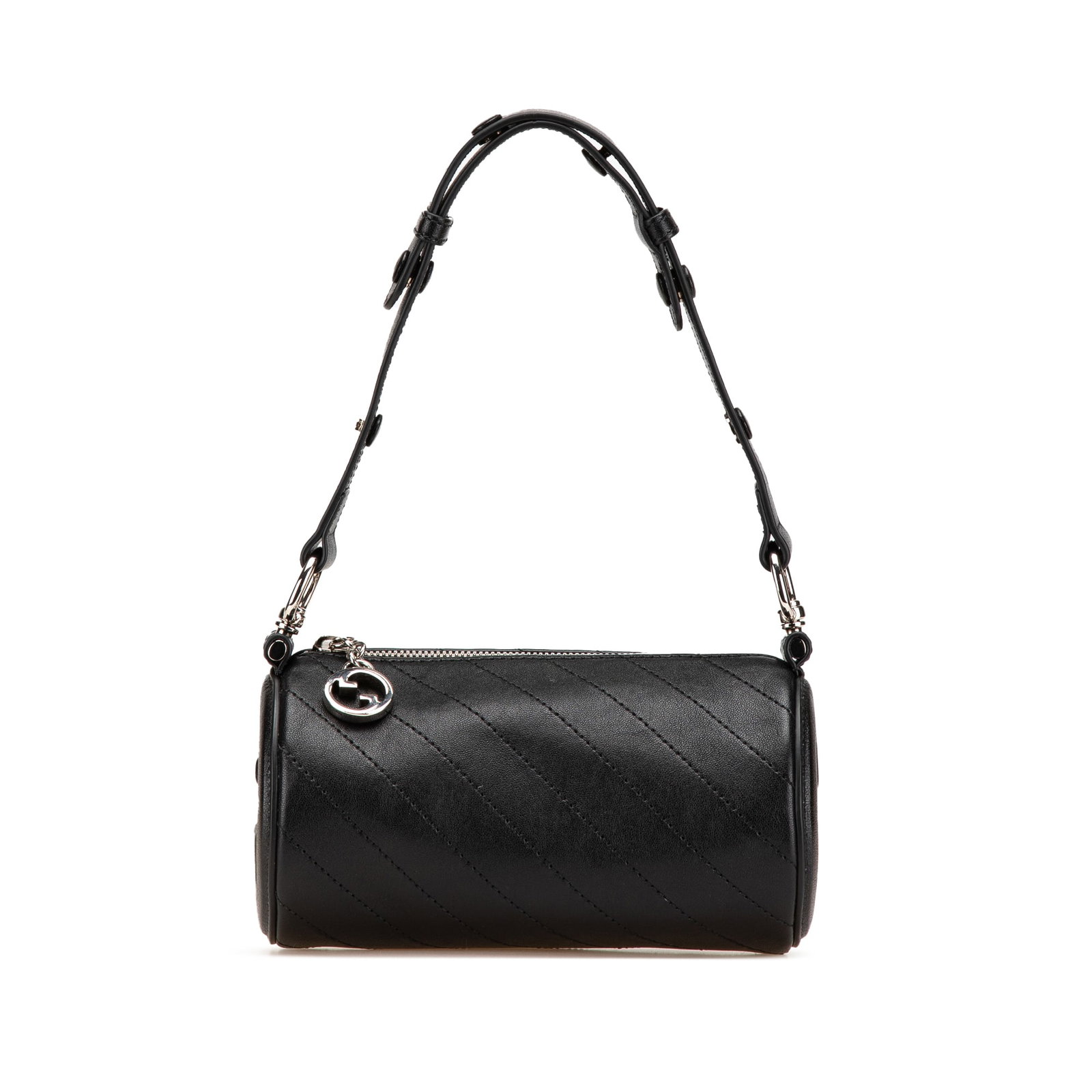 Gucci Mini Leather Blondie Barrel Bag Black Leather Shoulder Bag: Gucci Mini Leather Blondie Barrel Bag Black Leather Shoulder Bag The Gucci Mini Leather Blondie Barrel Shoulder Bag is a stylish accessory crafted from premium leather. This bag features a sleek black