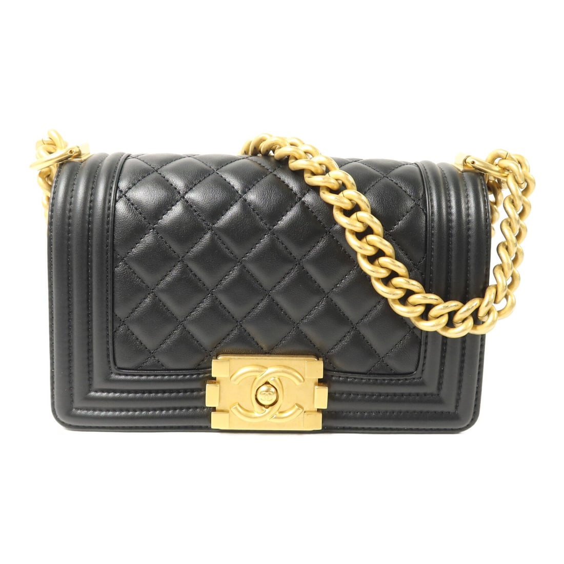 CHANEL Boy 20 Black Lambskin Shoulder Bag GHW: CHANEL Boy 20 Black Lambskin Shoulder Bag GHW This CHANEL Boy 20 shoulder bag features luxurious black lambskin leather and gold-tone hardware. Designed for women, it offers a compact and elegant silh