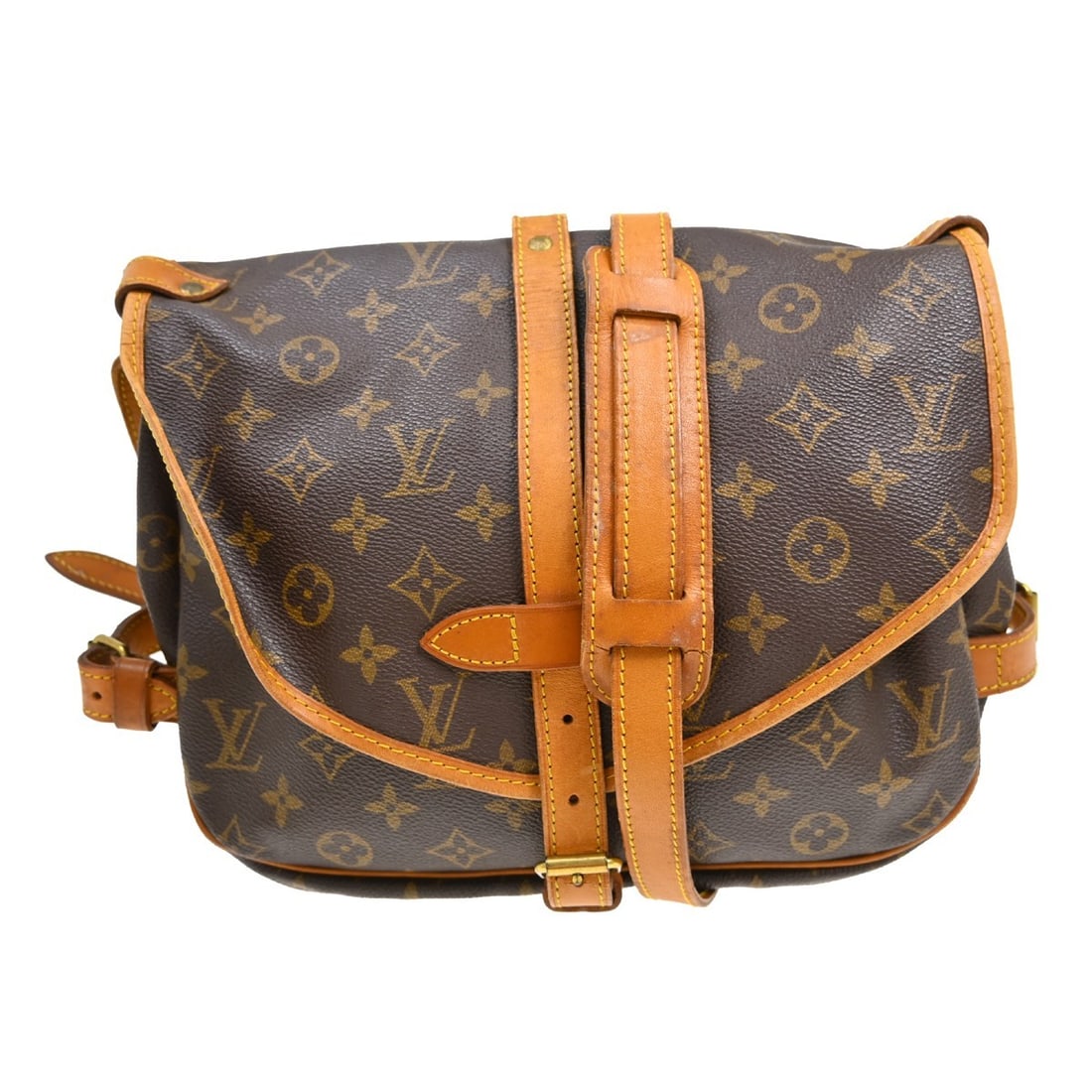 Louis Vuitton Saumur 30 Monogram Canvas Shoulder Bag: Louis Vuitton Saumur 30 Monogram Canvas Shoulder Bag This Louis Vuitton Saumur 30 shoulder bag features the iconic Monogram canvas with leather trim and a buckle flap closure. Designed in a medium siz