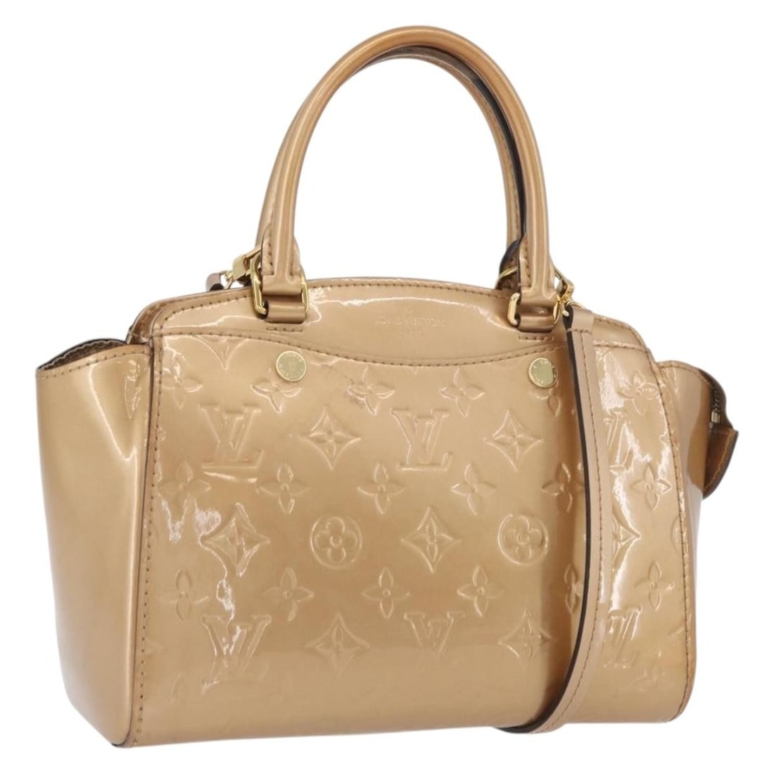 Louis Vuitton Blair PM Monogram Vernis Moldore patent leather handbag: Louis Vuitton Blair PM Monogram Vernis Moldore patent leather handbag This Louis Vuitton Monogram Vernis Blair PM handbag is crafted from patent leather in the Moldore color. Designed for women, it fe