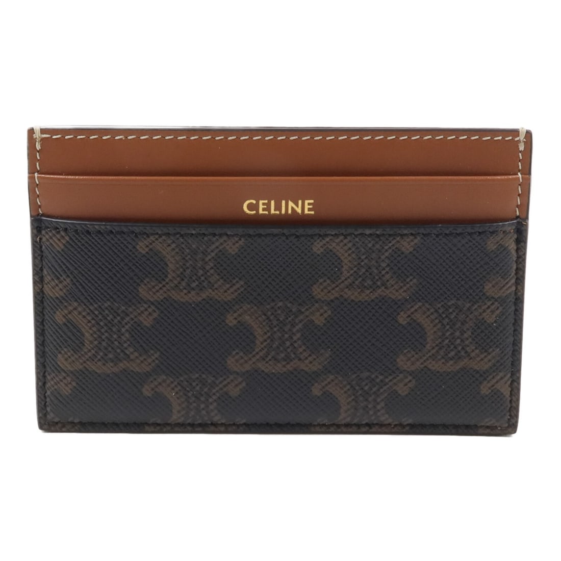 Brown CELINE leather card case 10P322EEN: Brown CELINE leather card case 10P322EEN This CELINE card case is crafted from brown leather and designed for women. It features a sleek and compact style, ideal for organizing essential cards. The ca