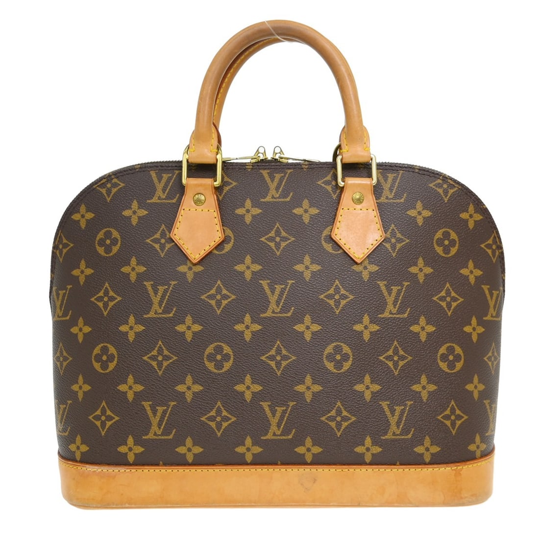 Louis Vuitton Alma Monogram Brown Canvas Zip Handbag: Louis Vuitton Alma Monogram Brown Canvas Zip Handbag This Louis Vuitton Alma handbag features the iconic Monogram canvas exterior with double beige handles and a zip closure. Designed in a medium size
